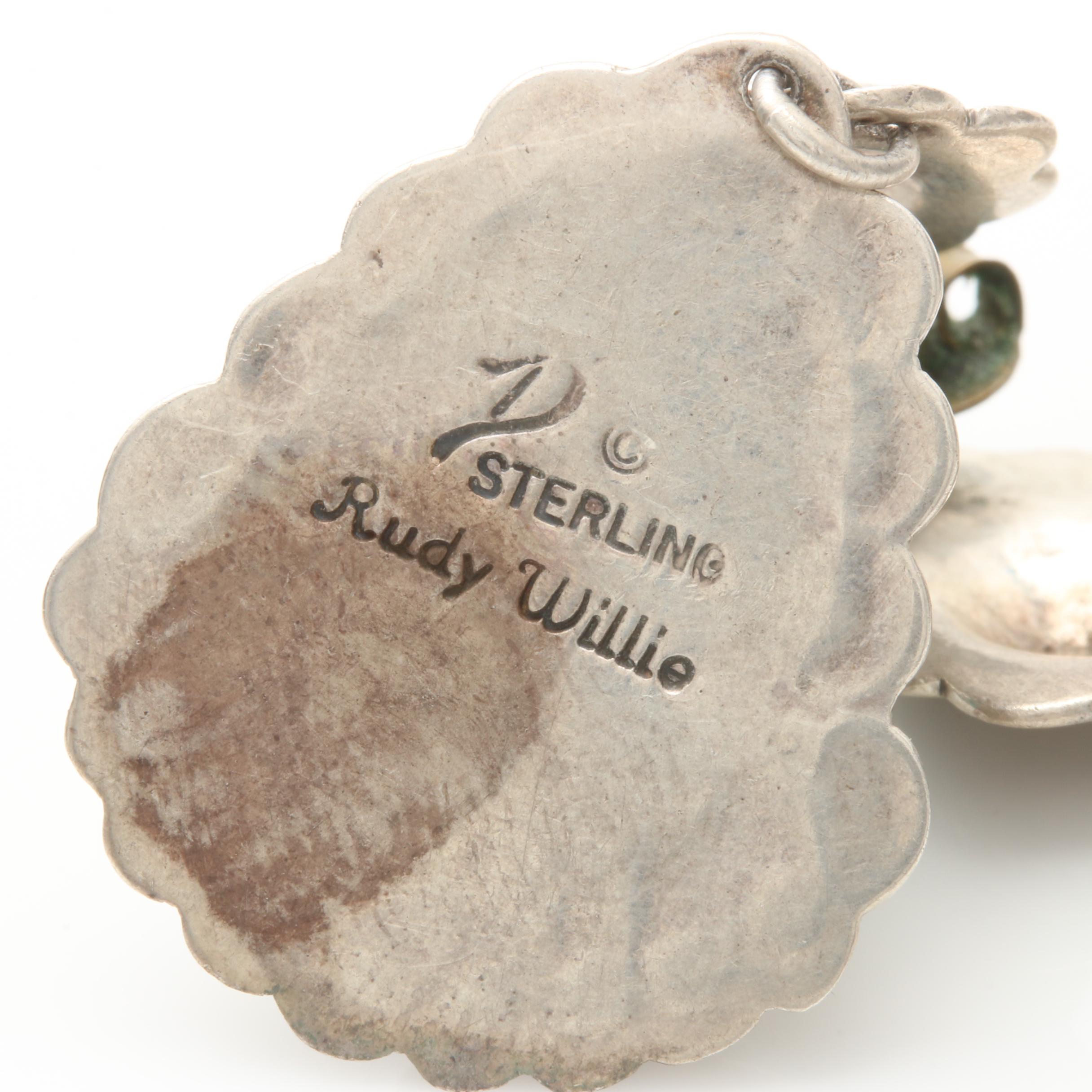 Joe Delgarito and Rudy Willie Navajo Diné Sterling Silver Turquoise Earrings