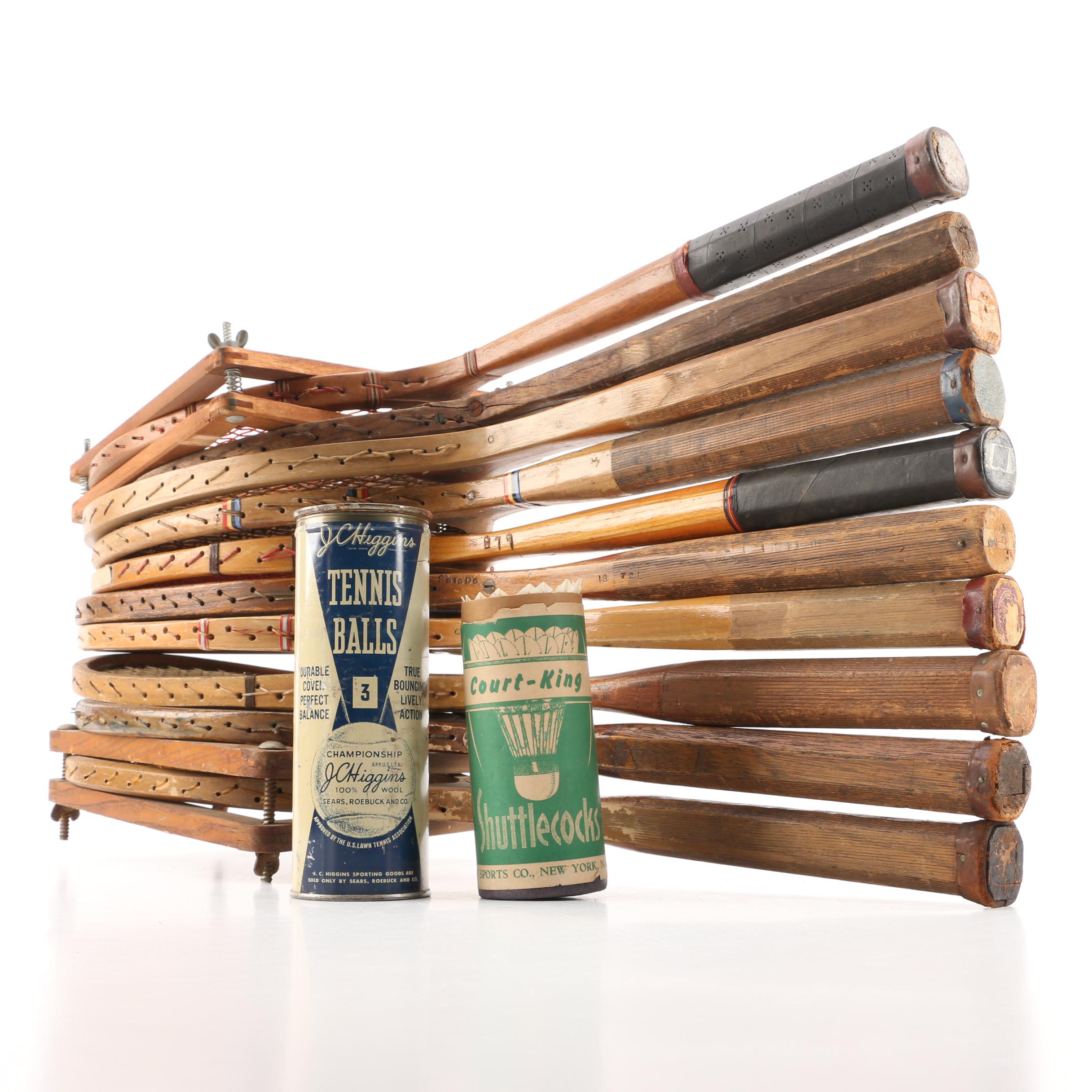 Vintage Tennis Rackets Featuring Goldsmith and Lakeside