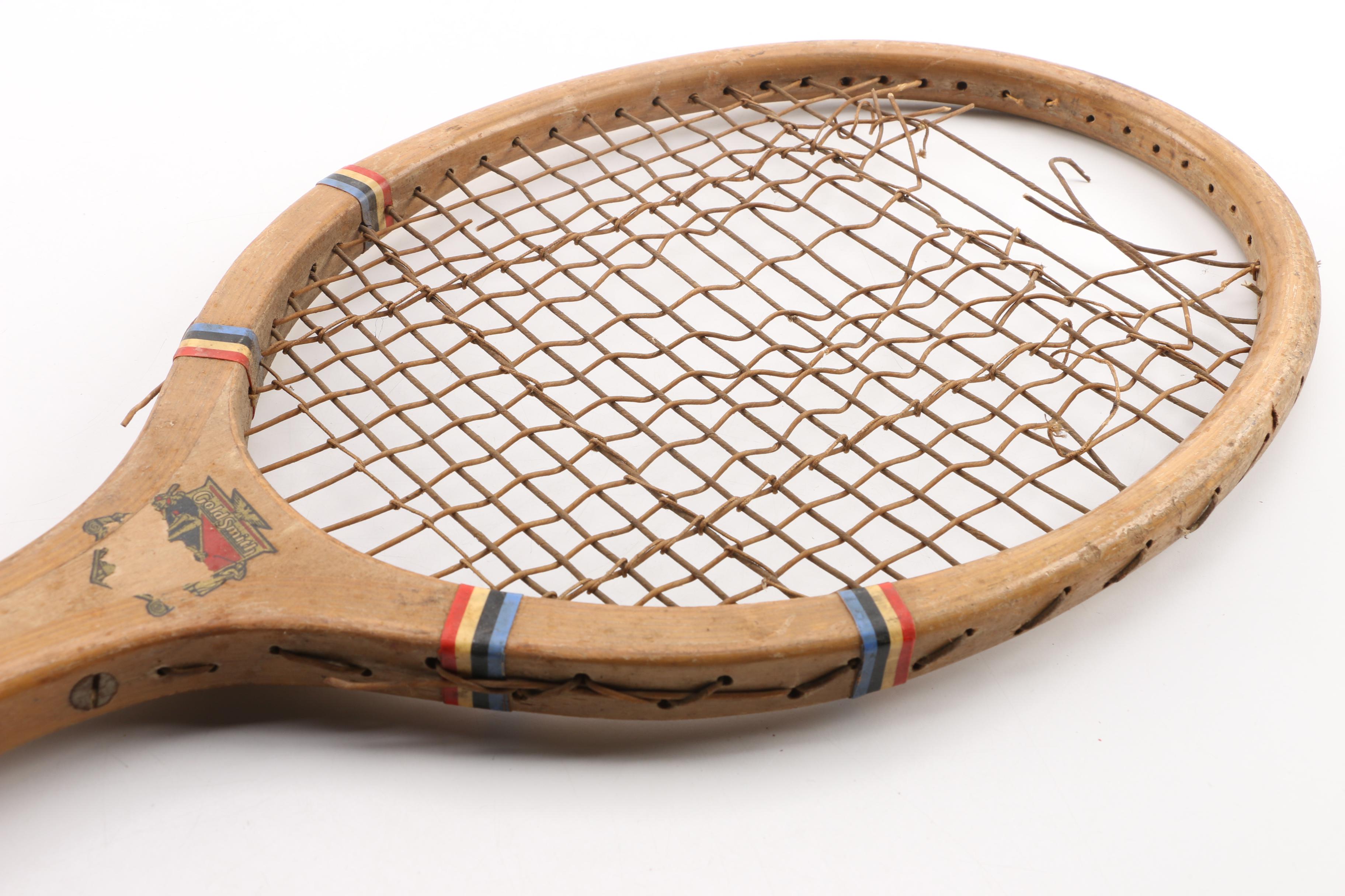 Vintage Tennis Rackets Featuring Goldsmith and Lakeside