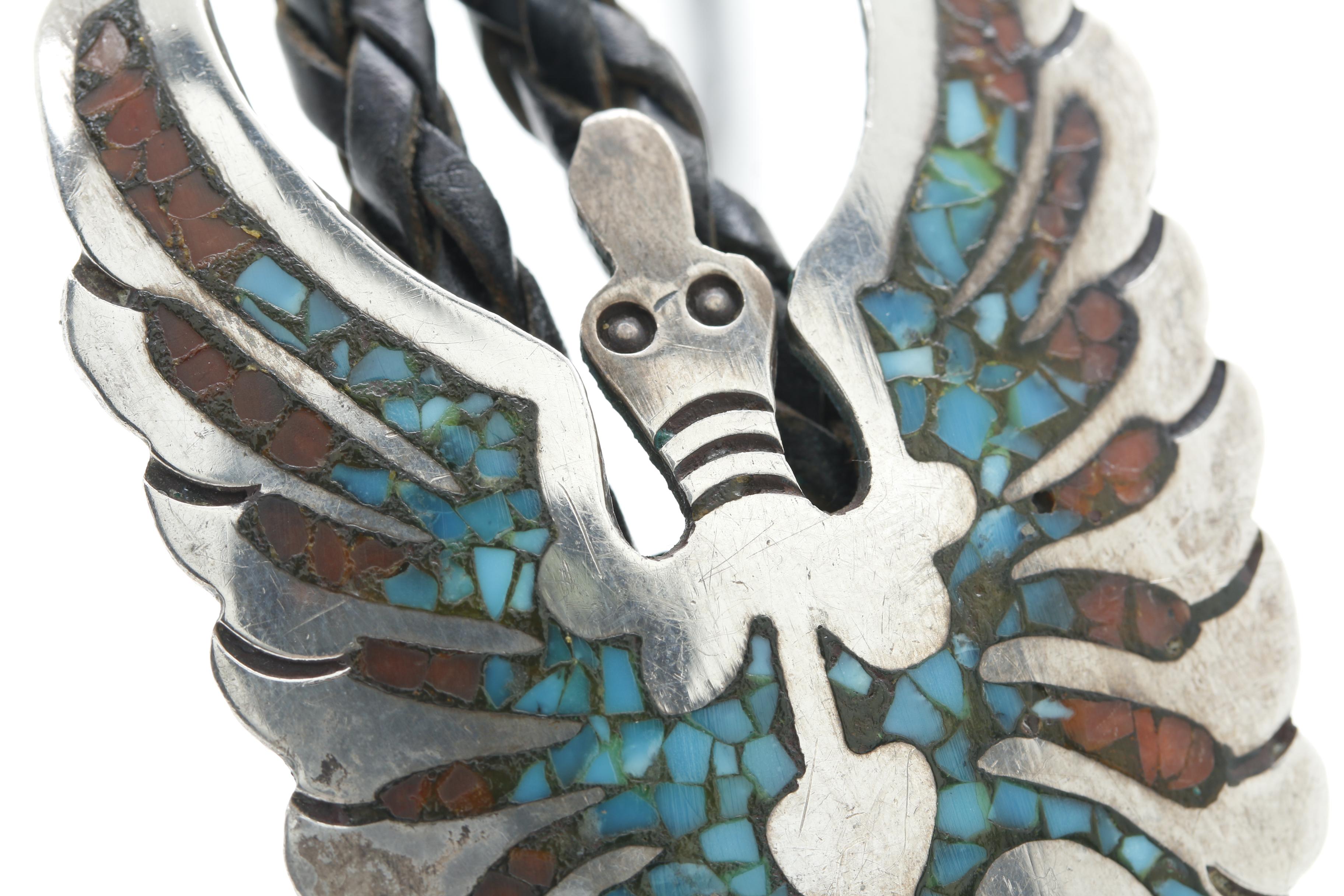 Ray Bennett Navajo Diné Sterling Silver Inlay Stone Bolo
