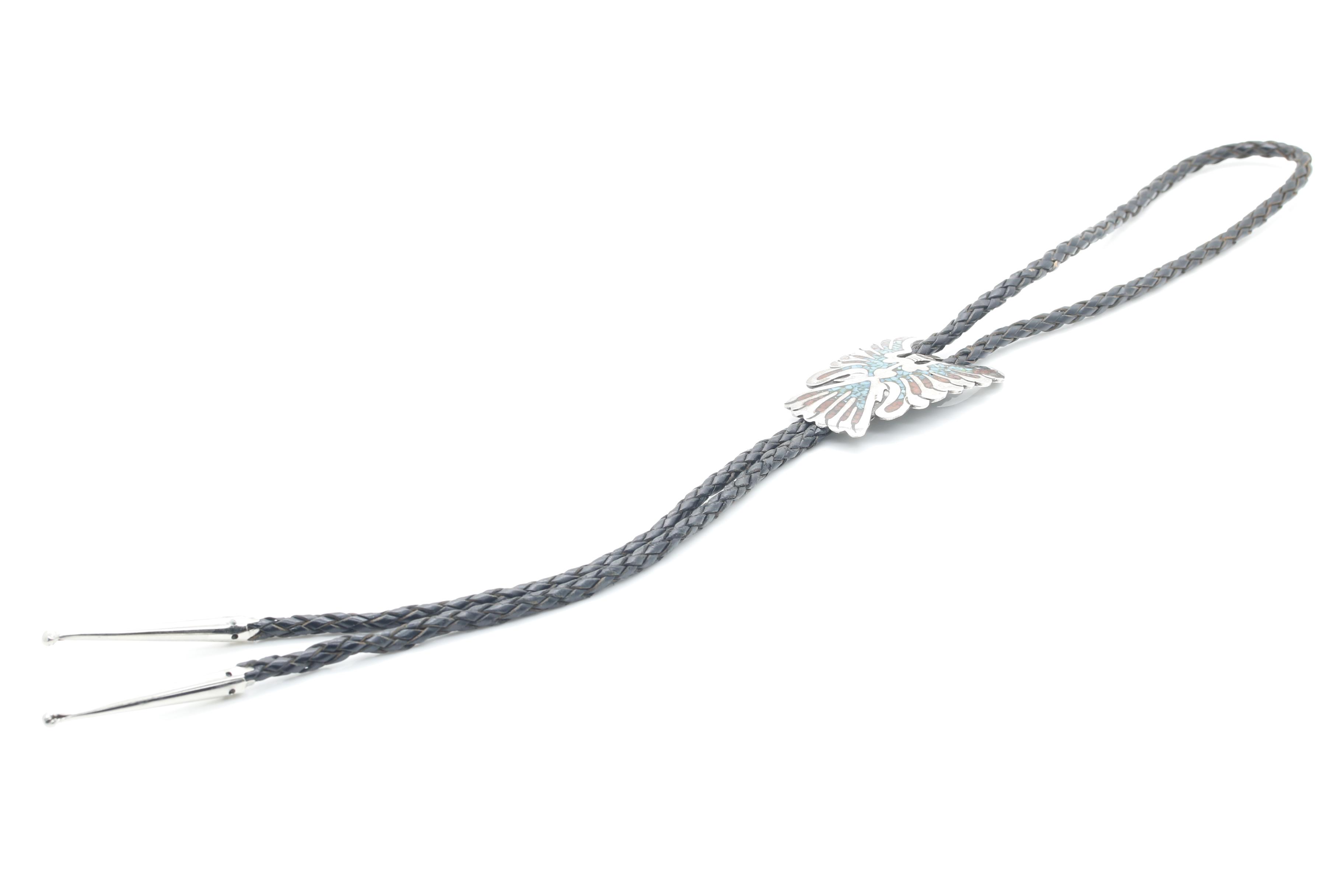 Ray Bennett Navajo Diné Sterling Silver Inlay Stone Bolo