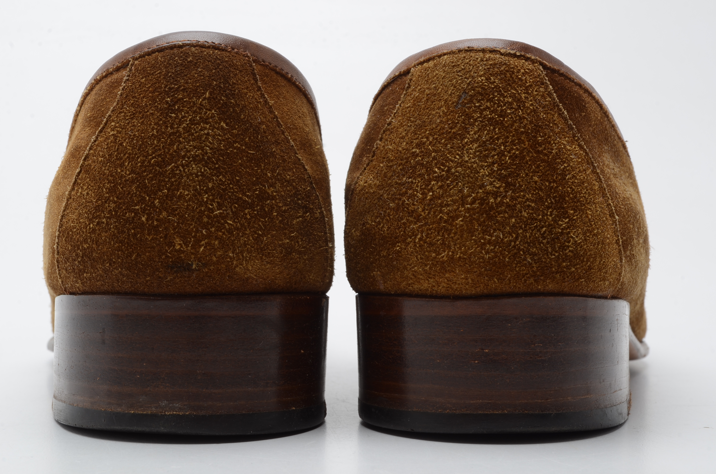 Men's Vintage Gucci Loafers in Cognac Suede with Gold Tone Horse Bit Hardware