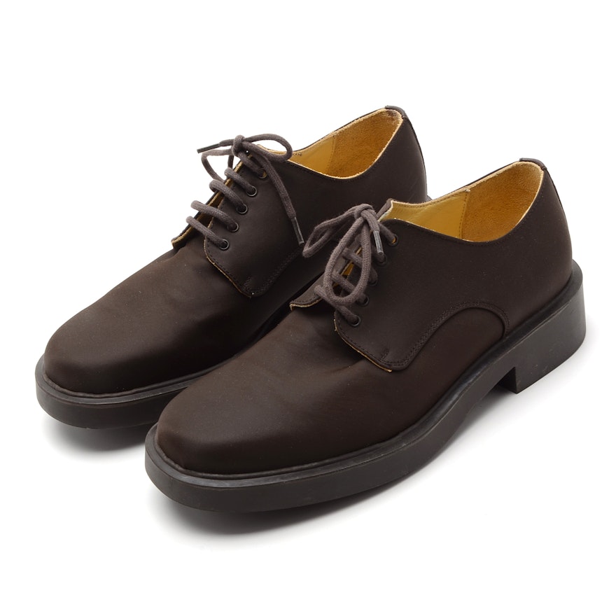 Kenzo Mens Lace-Up Oxfords in Brown Waterproof Nylon, Made in France