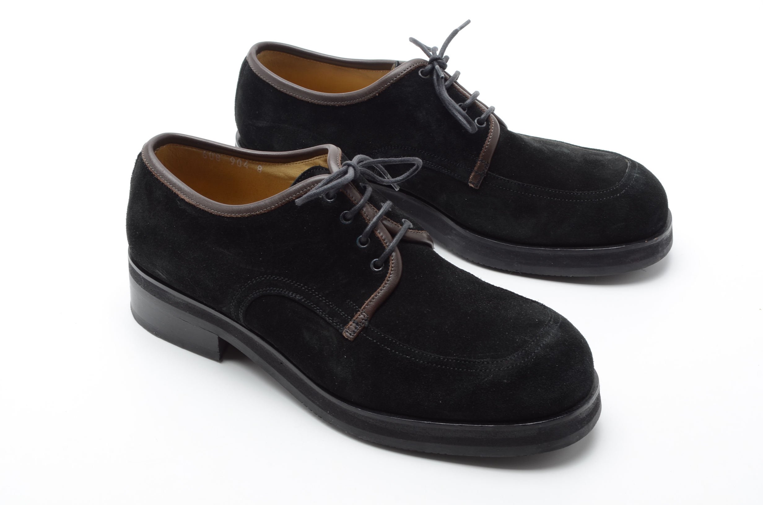Men's Giorgio Armani Black Suede Lace-Up Shoes with Lug Soles