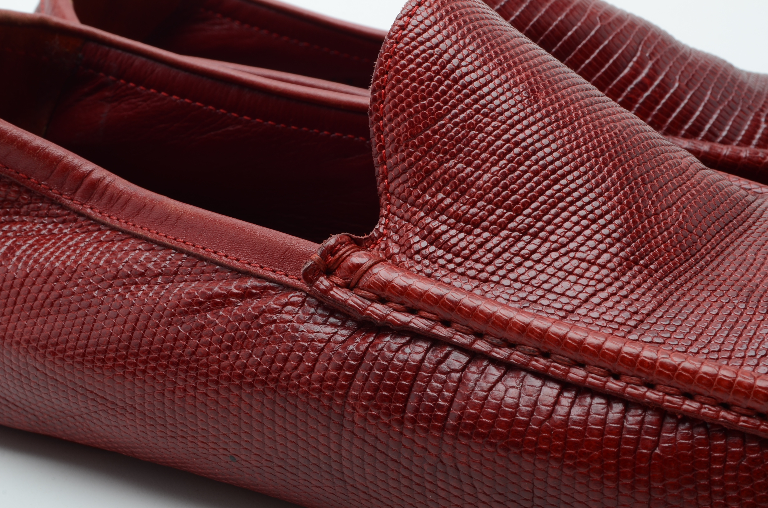 Men's Valentino Garavani Red Lizard Skin Driving Loafers, Made in Italy