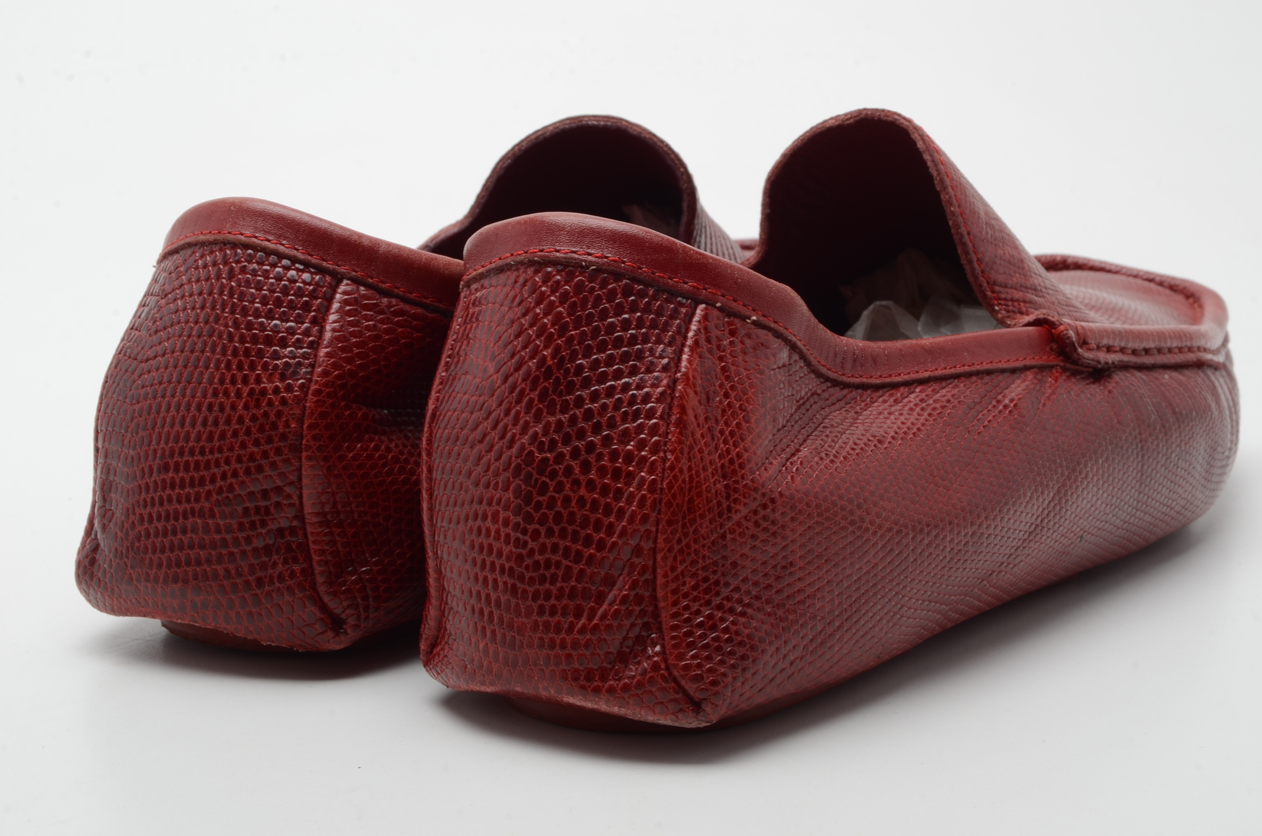 Men's Valentino Garavani Red Lizard Skin Driving Loafers, Made in Italy