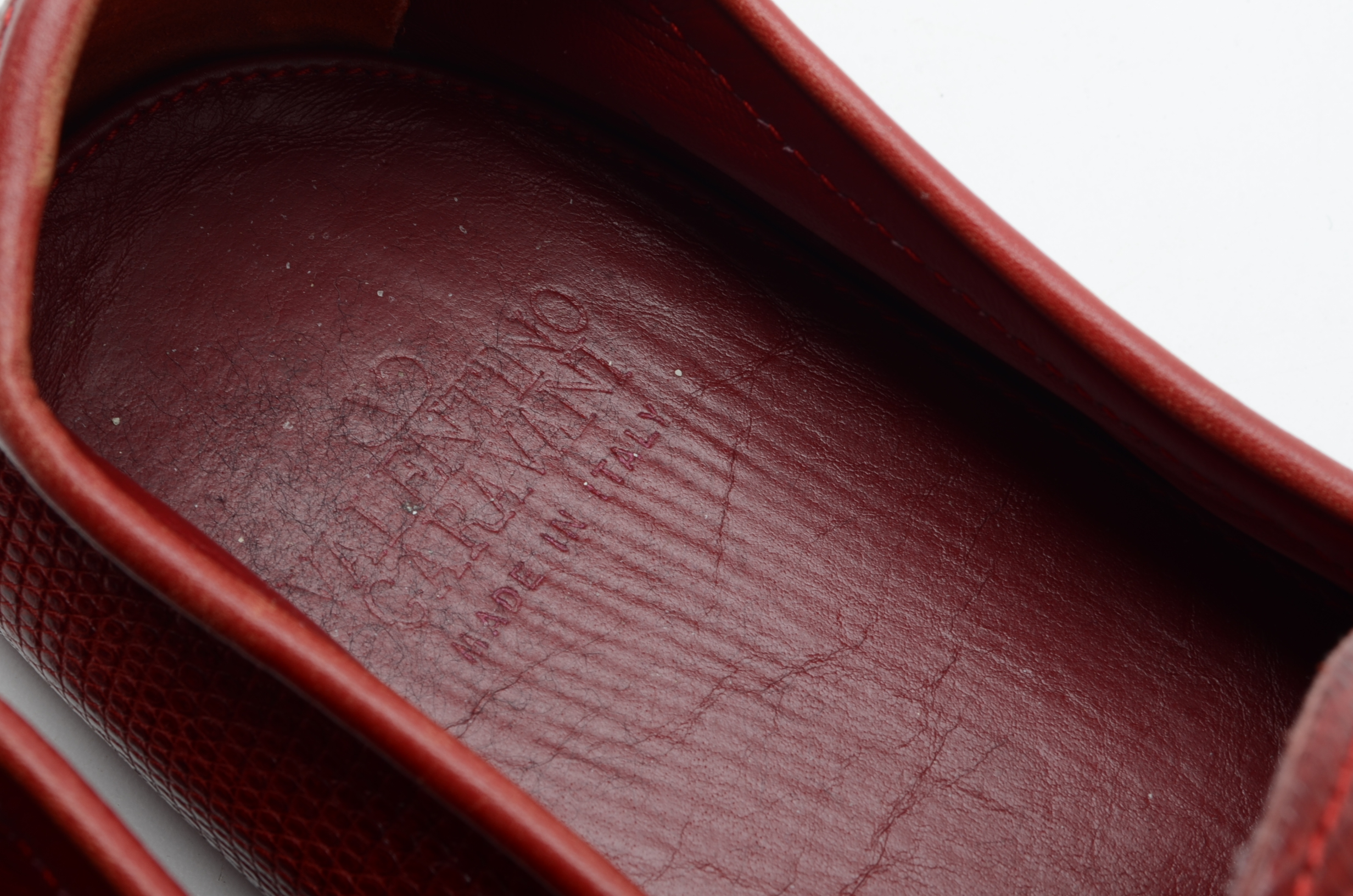 Men's Valentino Garavani Red Lizard Skin Driving Loafers, Made in Italy