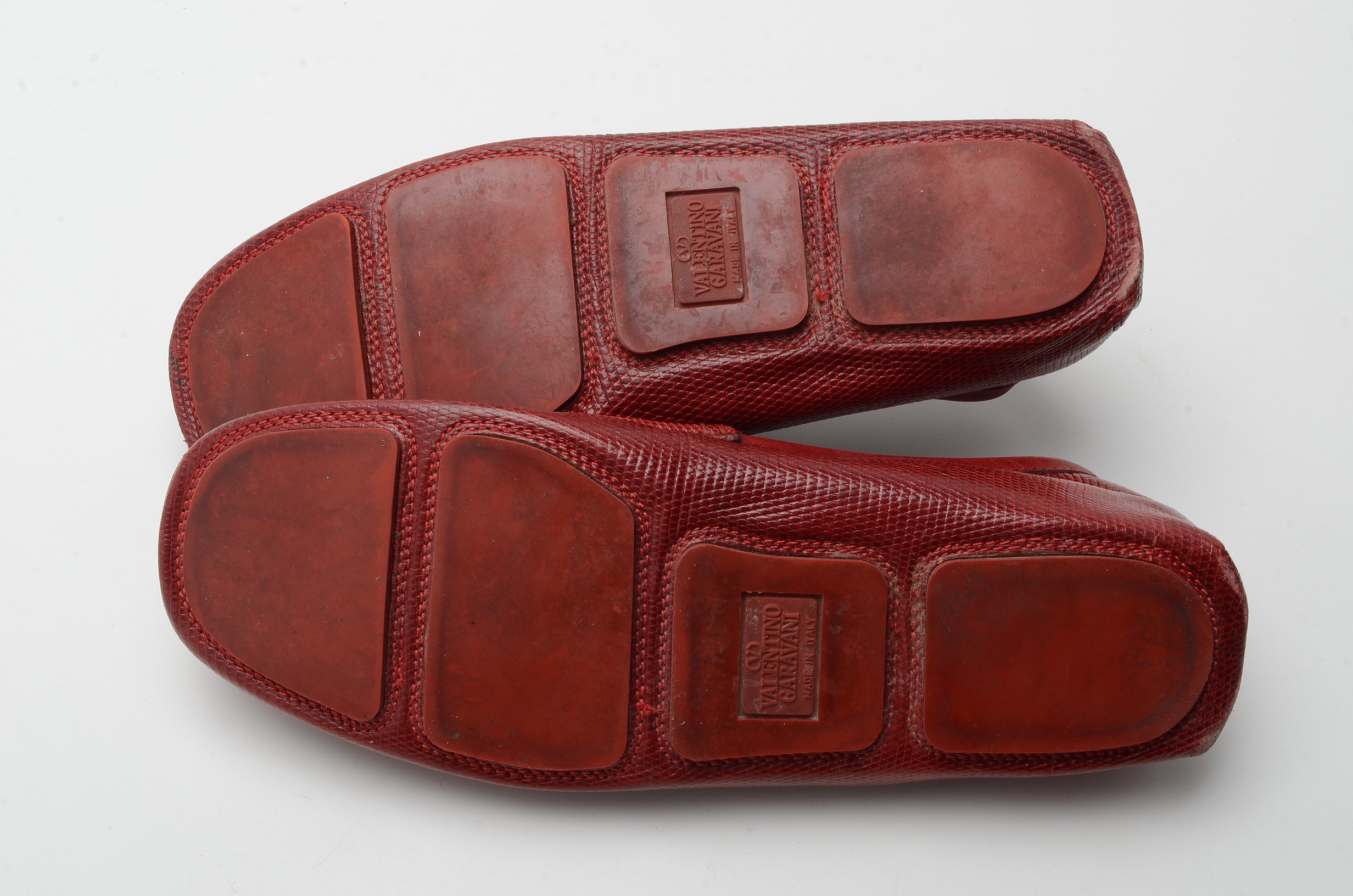 Men's Valentino Garavani Red Lizard Skin Driving Loafers, Made in Italy