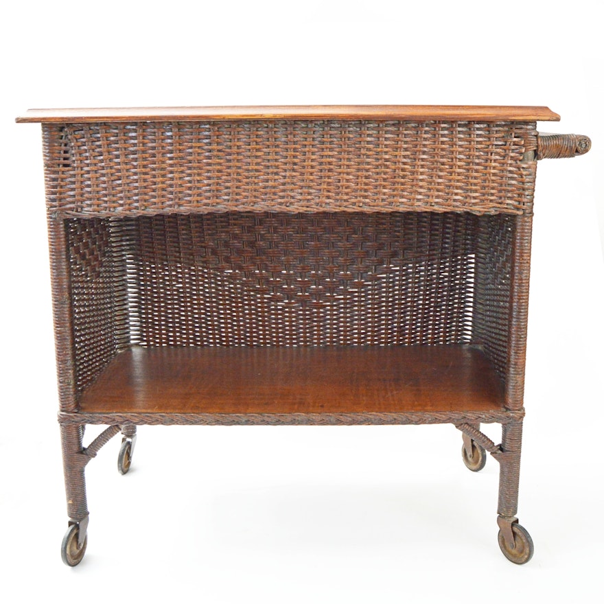 Antique Natural Wicker Cart