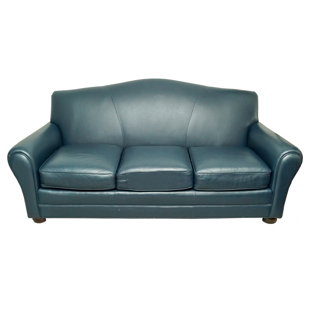 Dark Blue Faux Leather Sofa