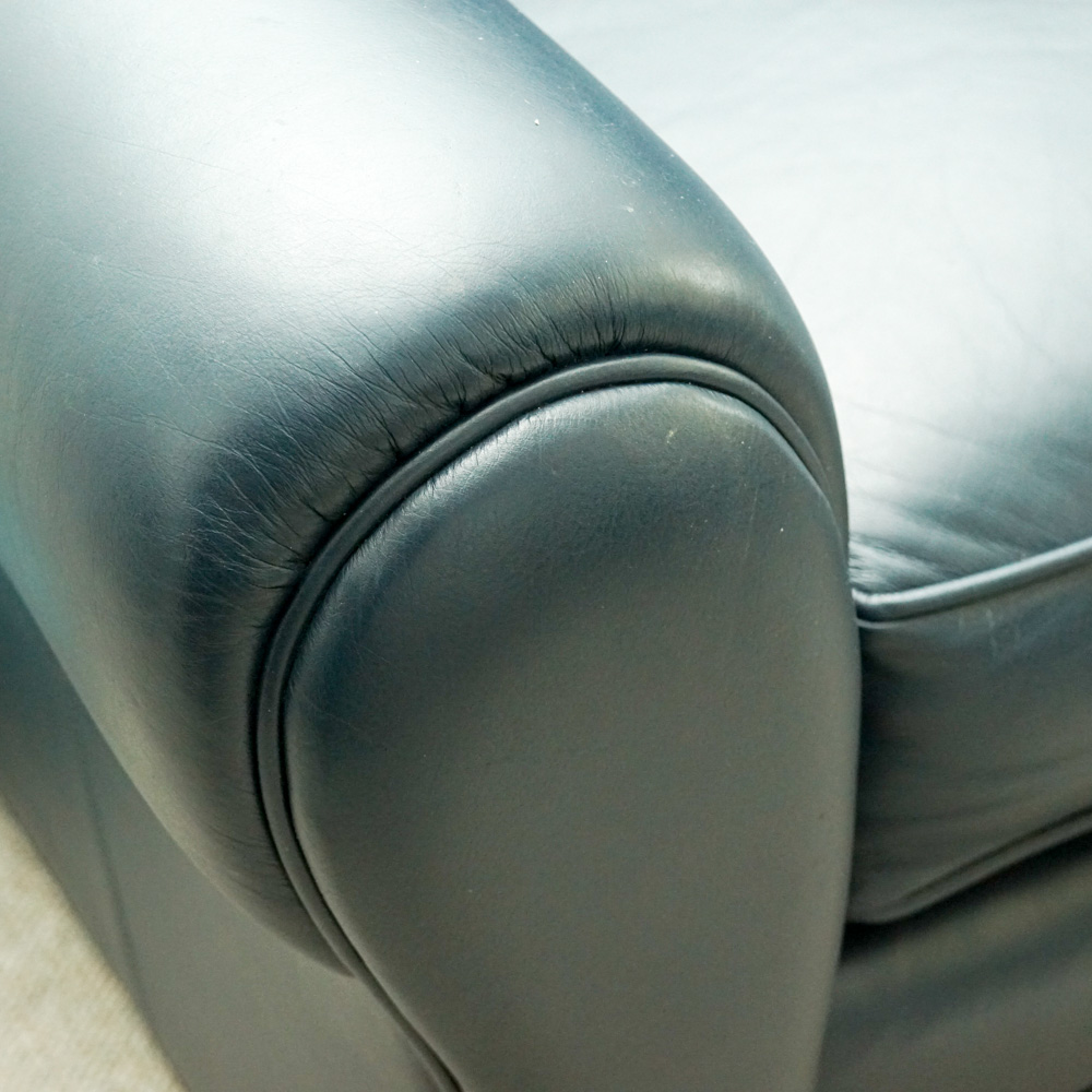 Dark Blue Faux Leather Sofa