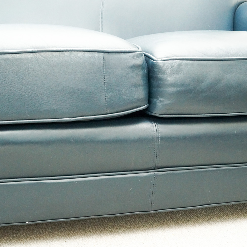 Dark Blue Faux Leather Sofa