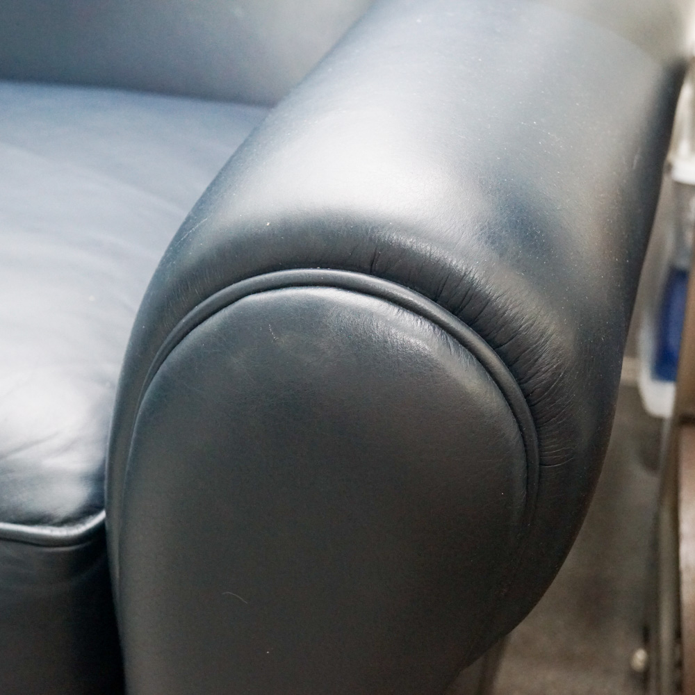 Dark Blue Faux Leather Sofa