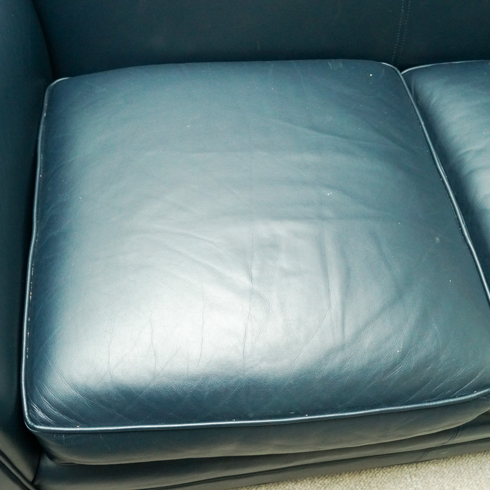 Dark Blue Faux Leather Sofa