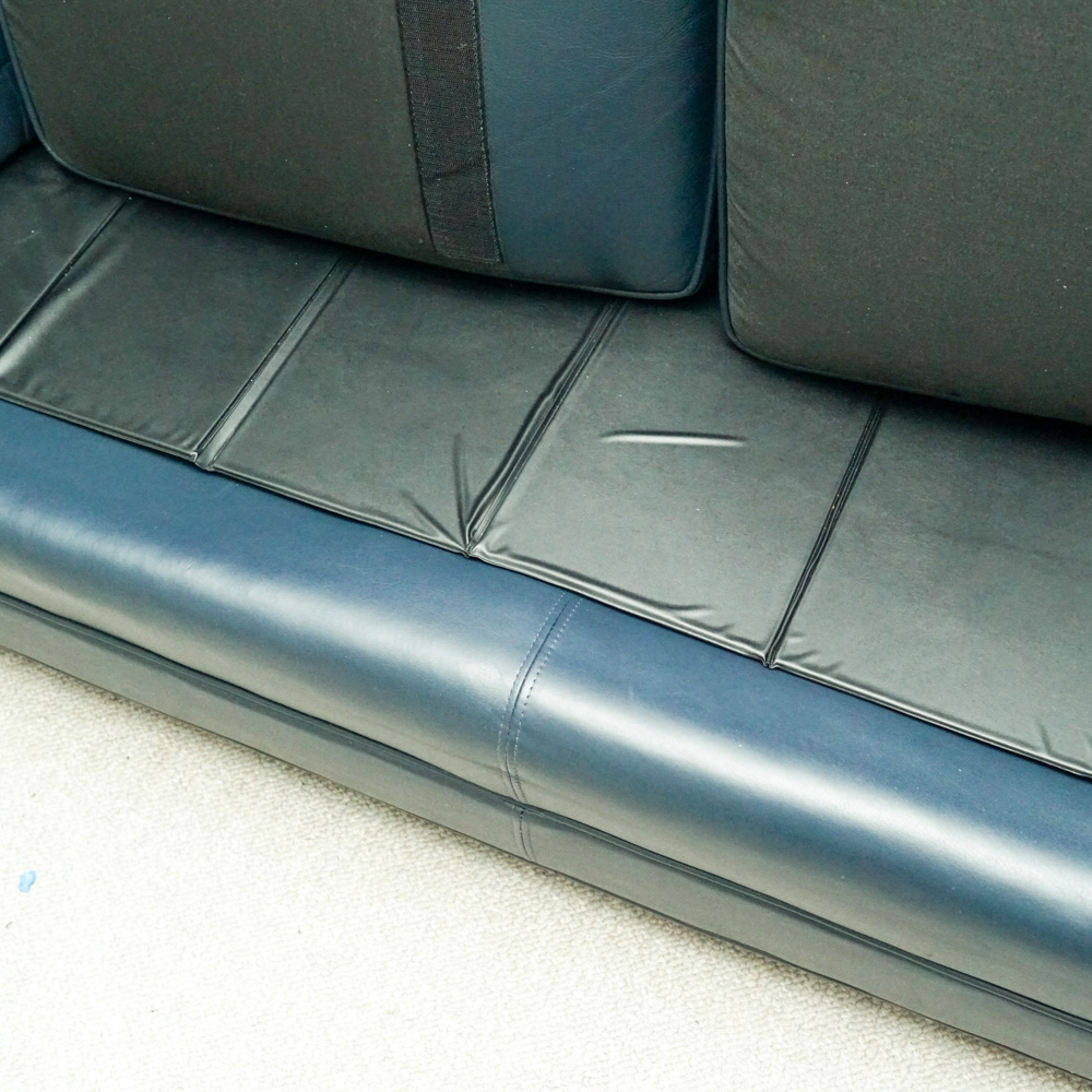 Dark Blue Faux Leather Sofa