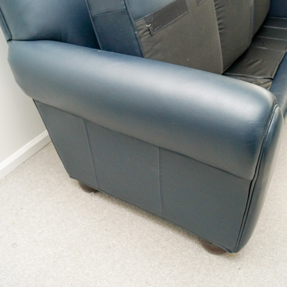 Dark Blue Faux Leather Sofa