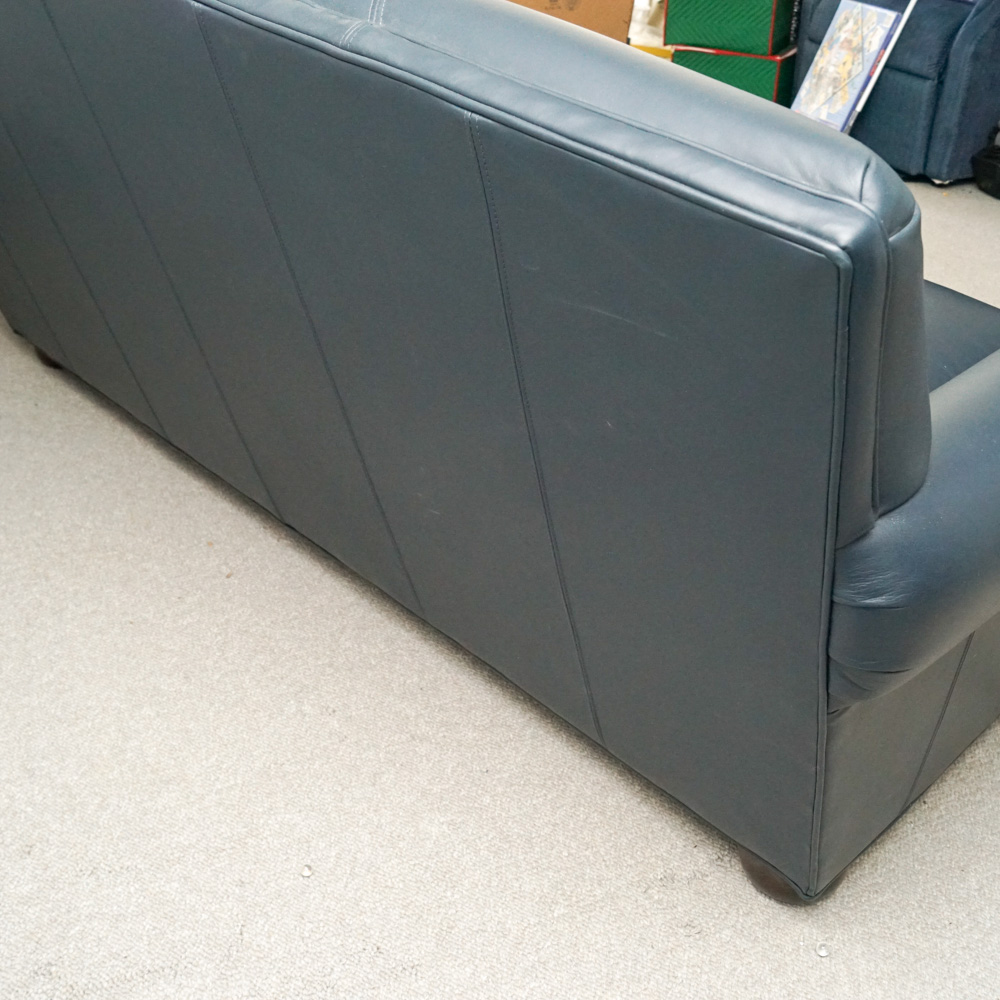 Dark Blue Faux Leather Sofa