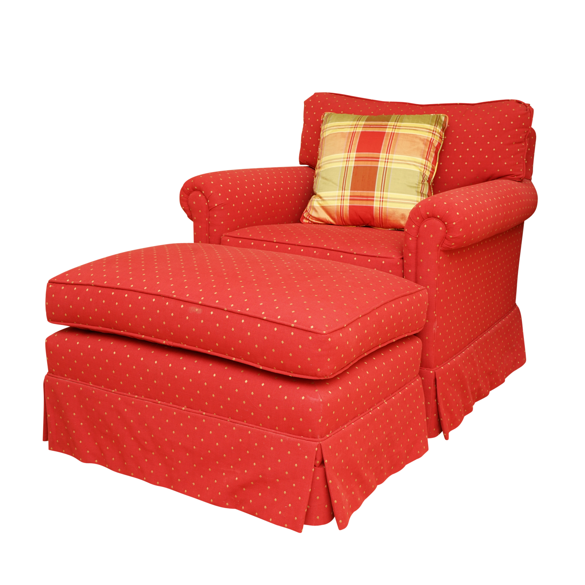 Upholstered Armchair with Ottoman
