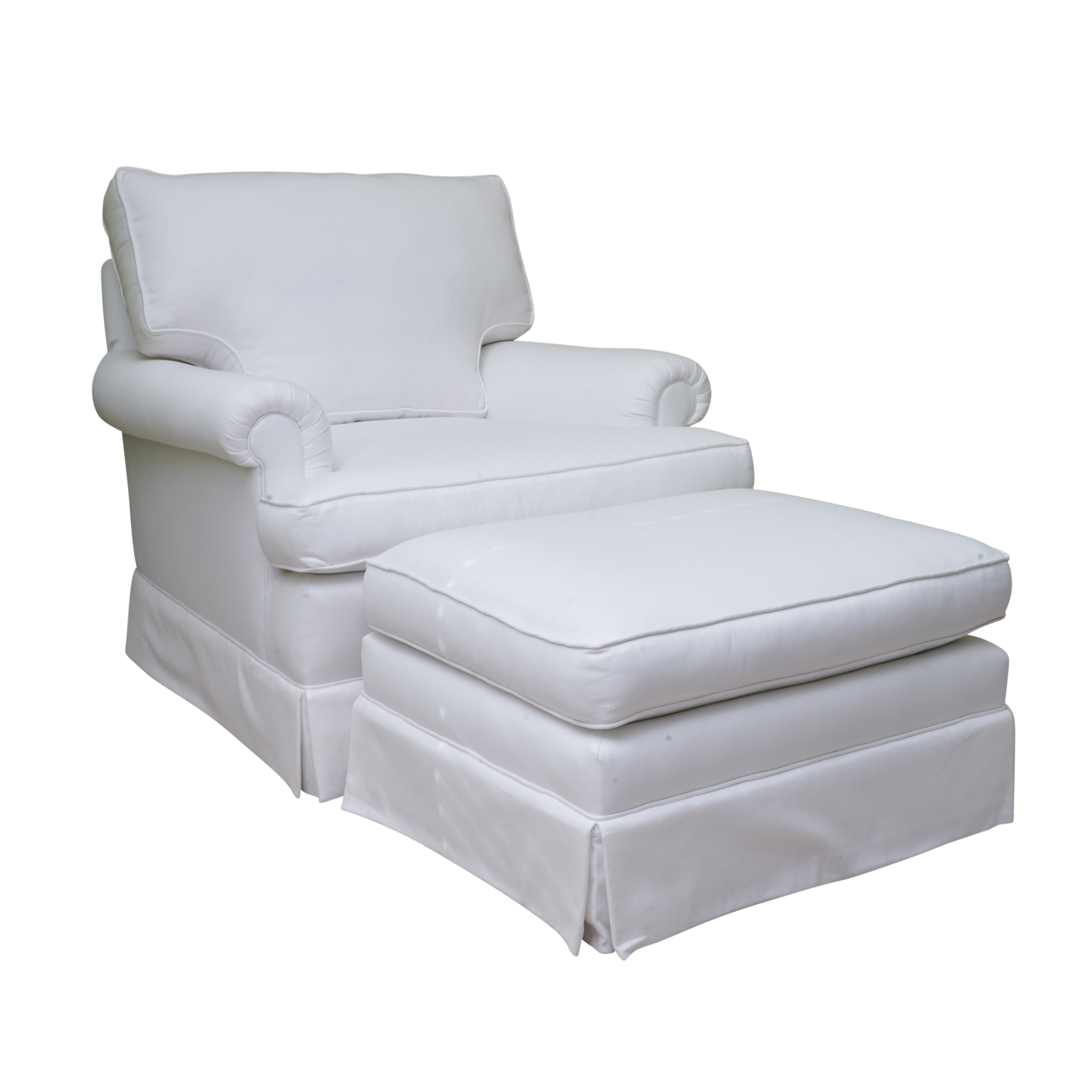 Upholstered Armchair with Ottoman