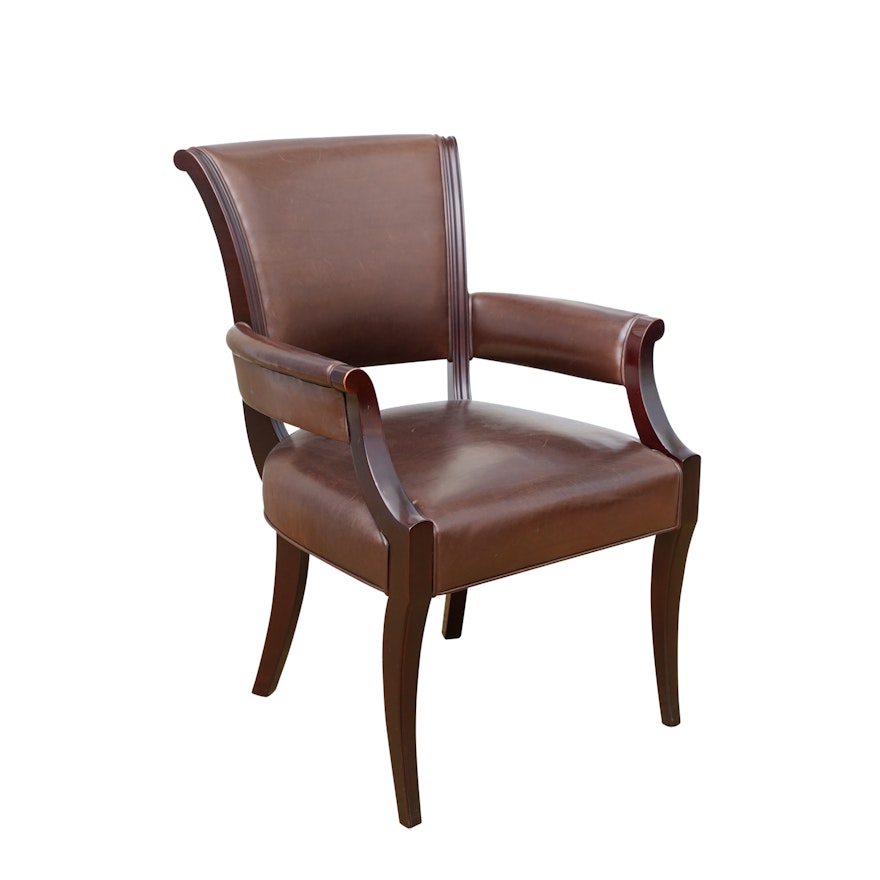 Armchair in Leather Upholstery from Barbara Barry Collection for Baker Furniture