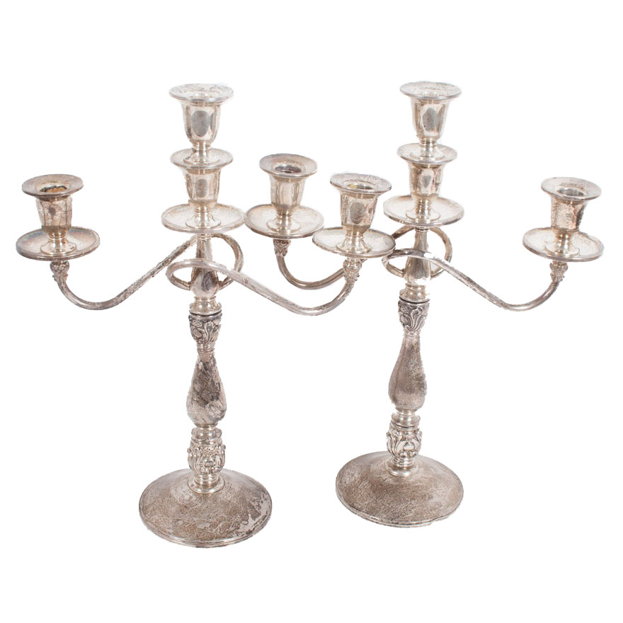 International Silver Co. Weighted Sterling Silver "Royal Danish" Candelabra