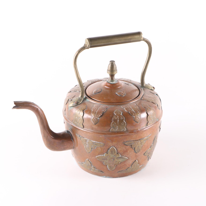 Vintage Moroccan Copper and Bras Tea Kettle