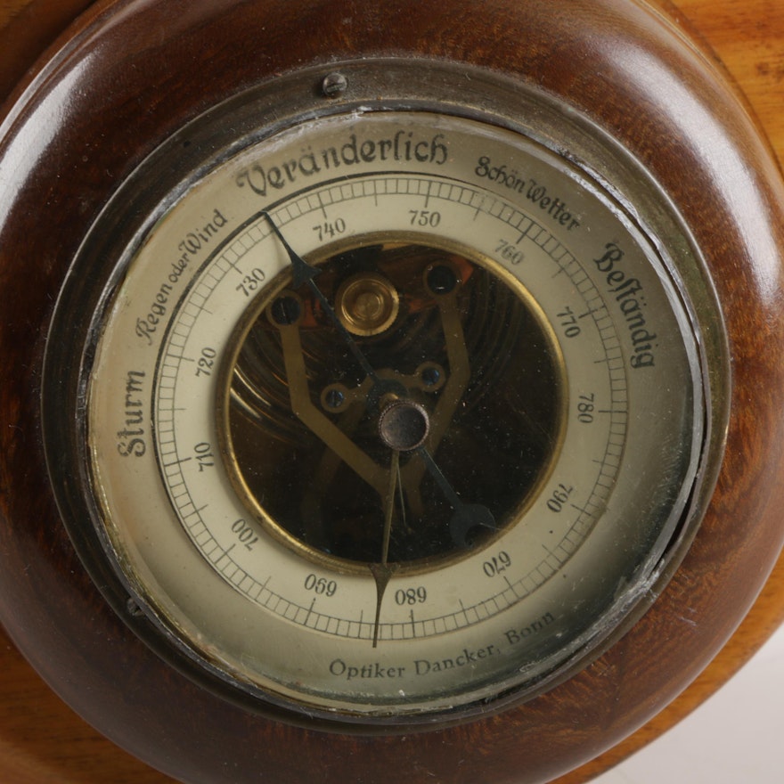German Barometer Set in World War II Era Wooden Airplane Propeller