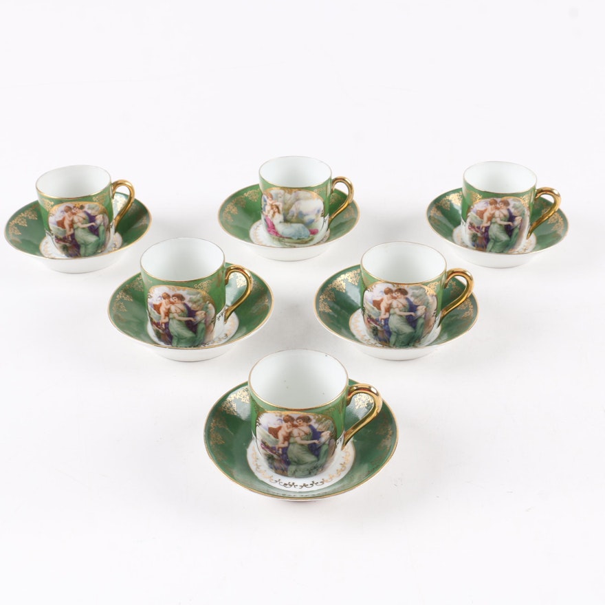 Porcelain Demitasse Cups and Saucers