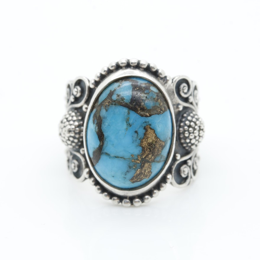 Southwestern Style Sterling Silver Turquoise Ring