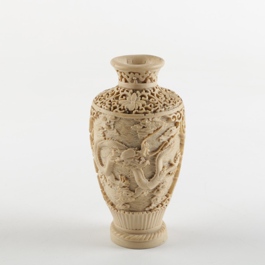 Chinese Hand Carved Resin Vase