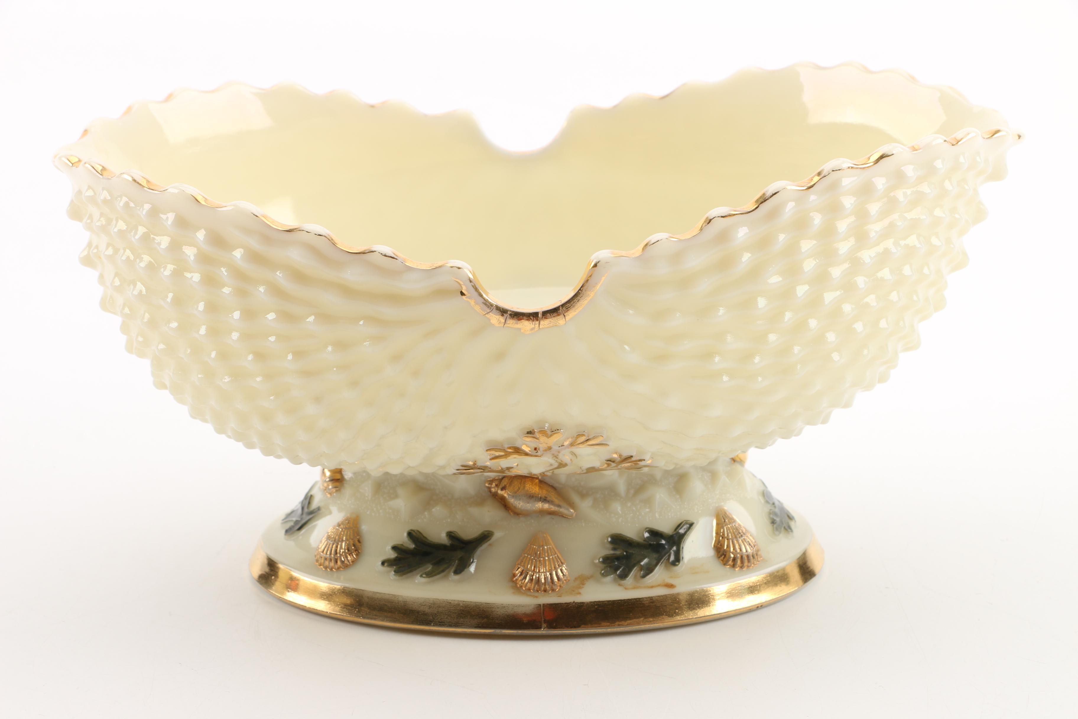 Vintage Northwood "Argonaut Shell" Custard Glass Serveware