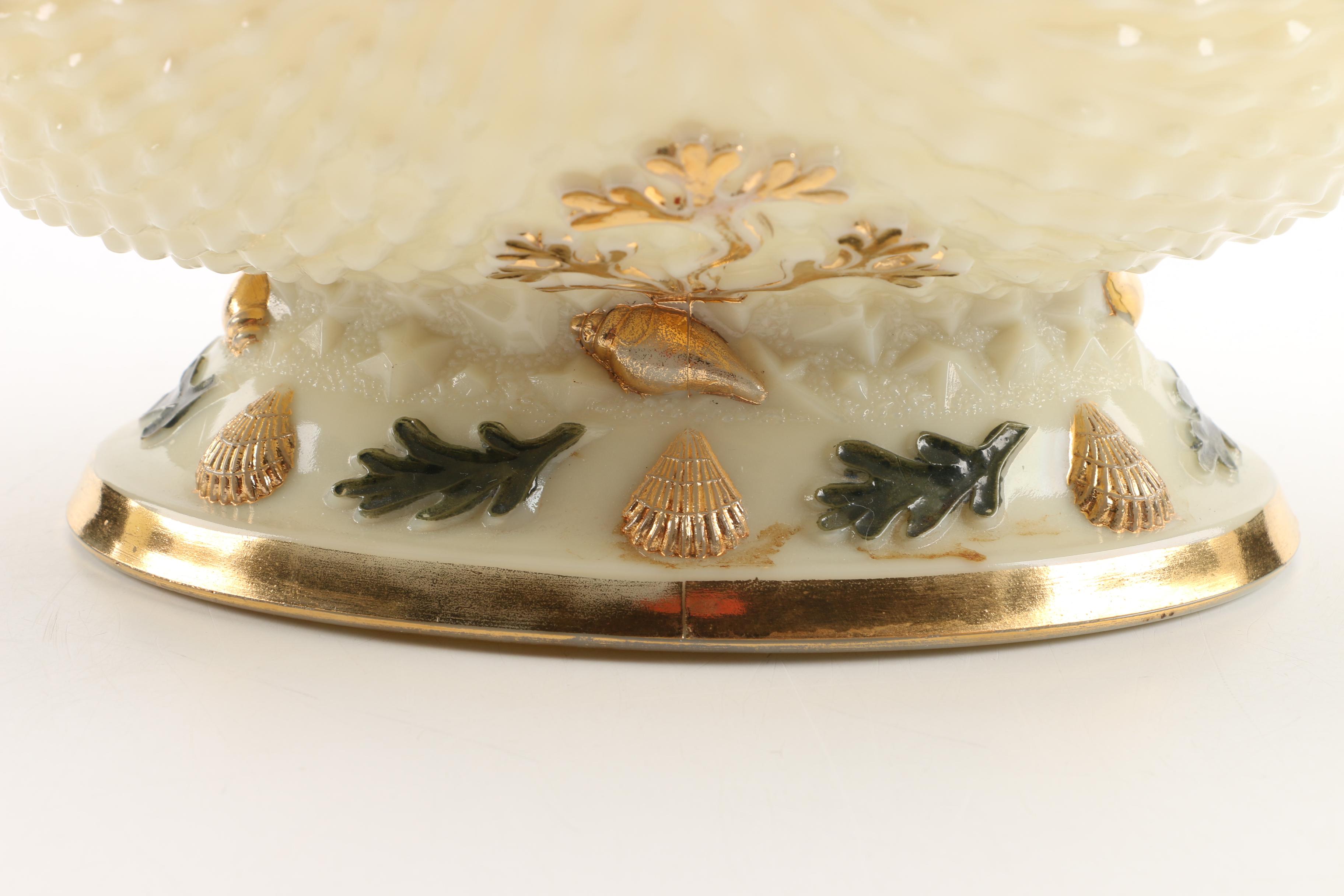 Vintage Northwood "Argonaut Shell" Custard Glass Serveware