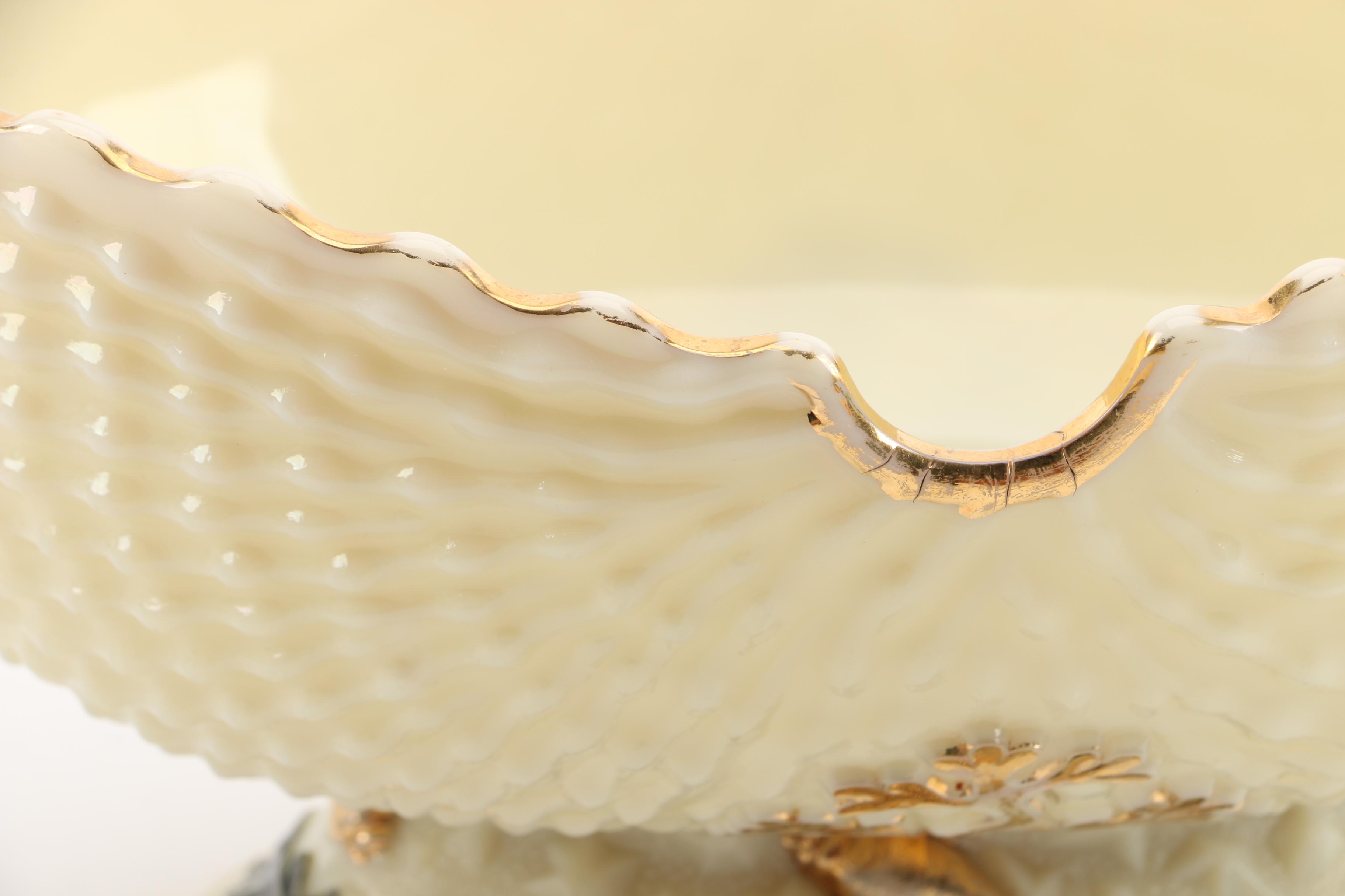 Vintage Northwood "Argonaut Shell" Custard Glass Serveware