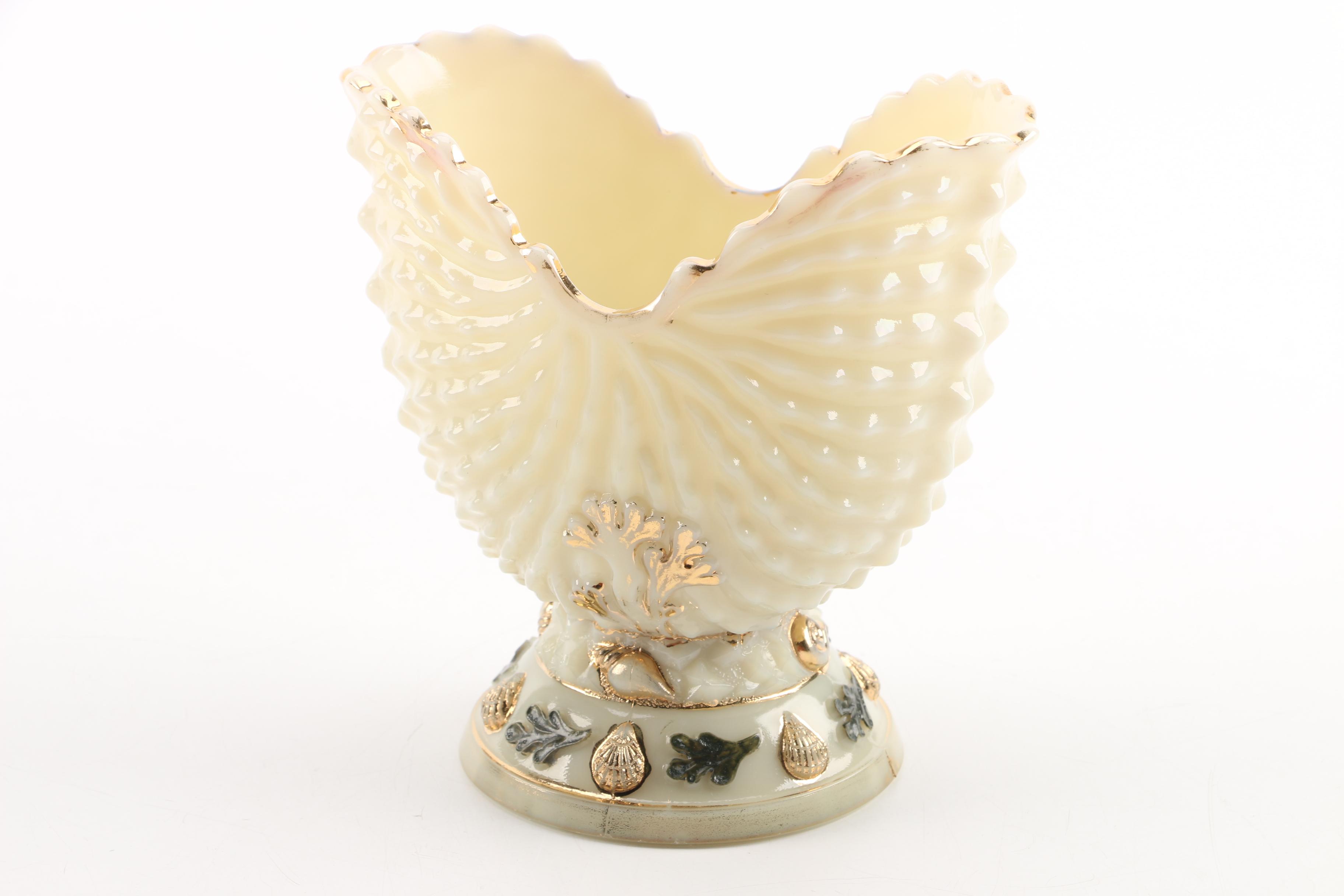 Vintage Northwood "Argonaut Shell" Custard Glass Serveware