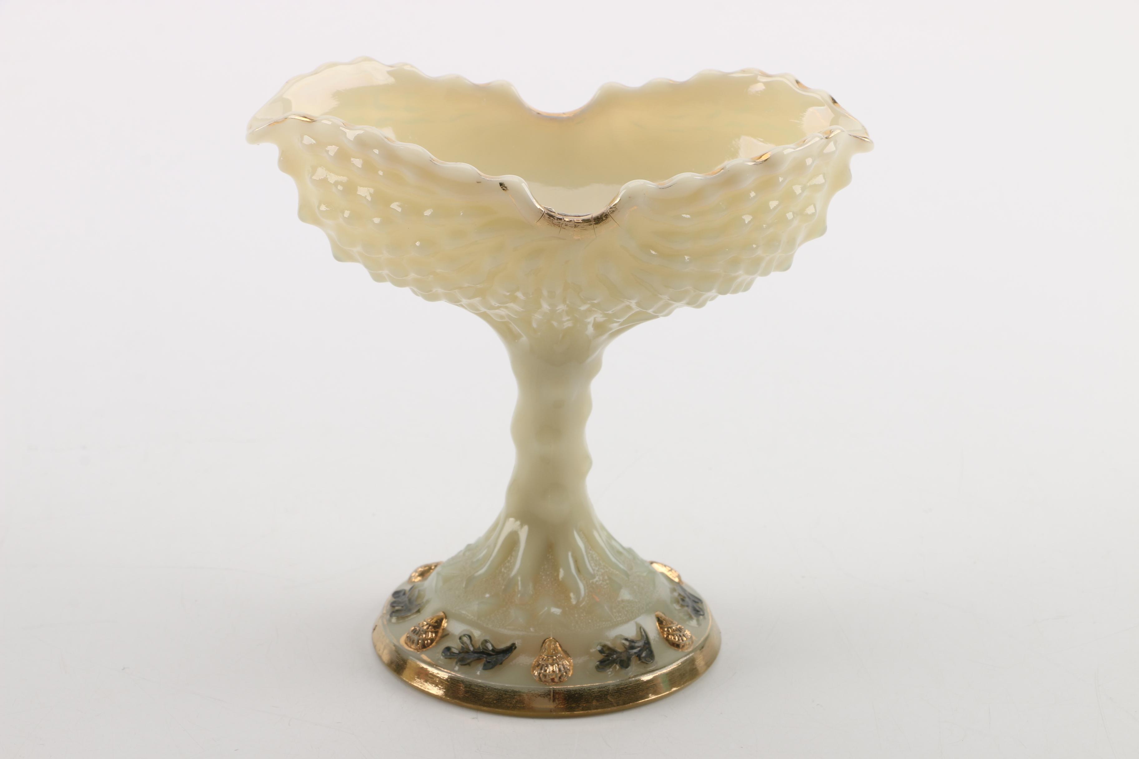 Vintage Northwood "Argonaut Shell" Custard Glass Serveware