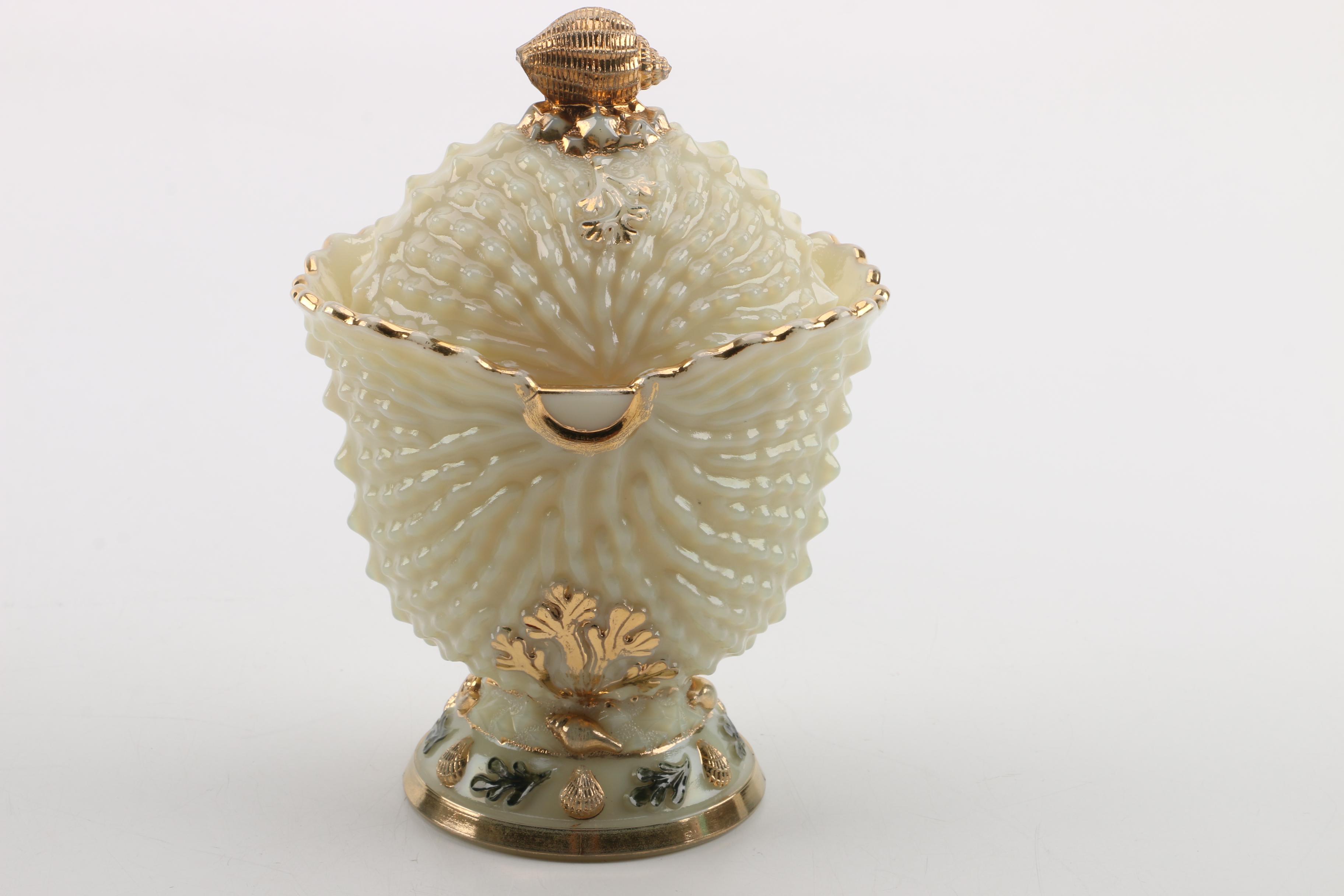 Vintage Northwood "Argonaut Shell" Custard Glass Serveware