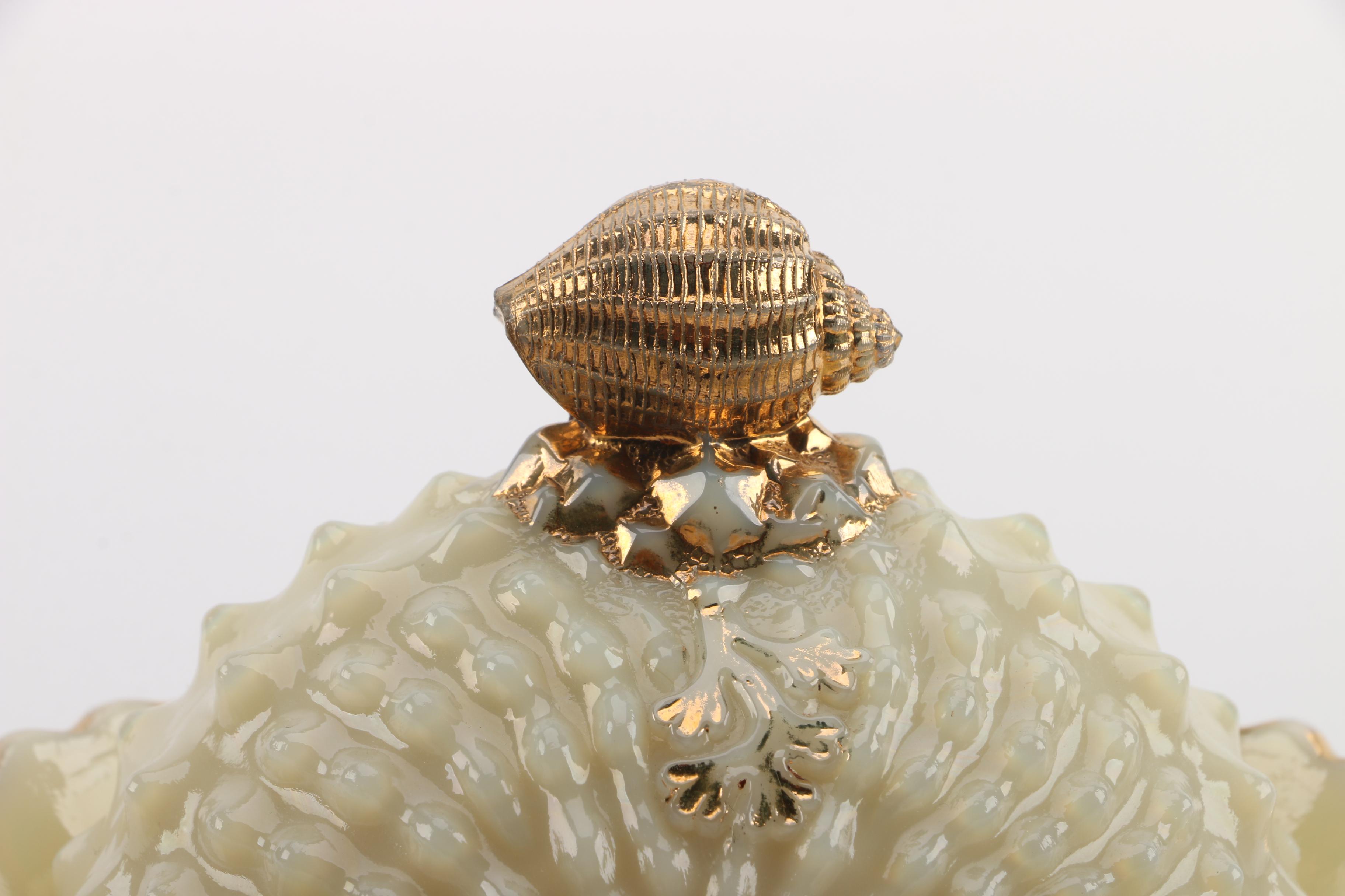 Vintage Northwood "Argonaut Shell" Custard Glass Serveware