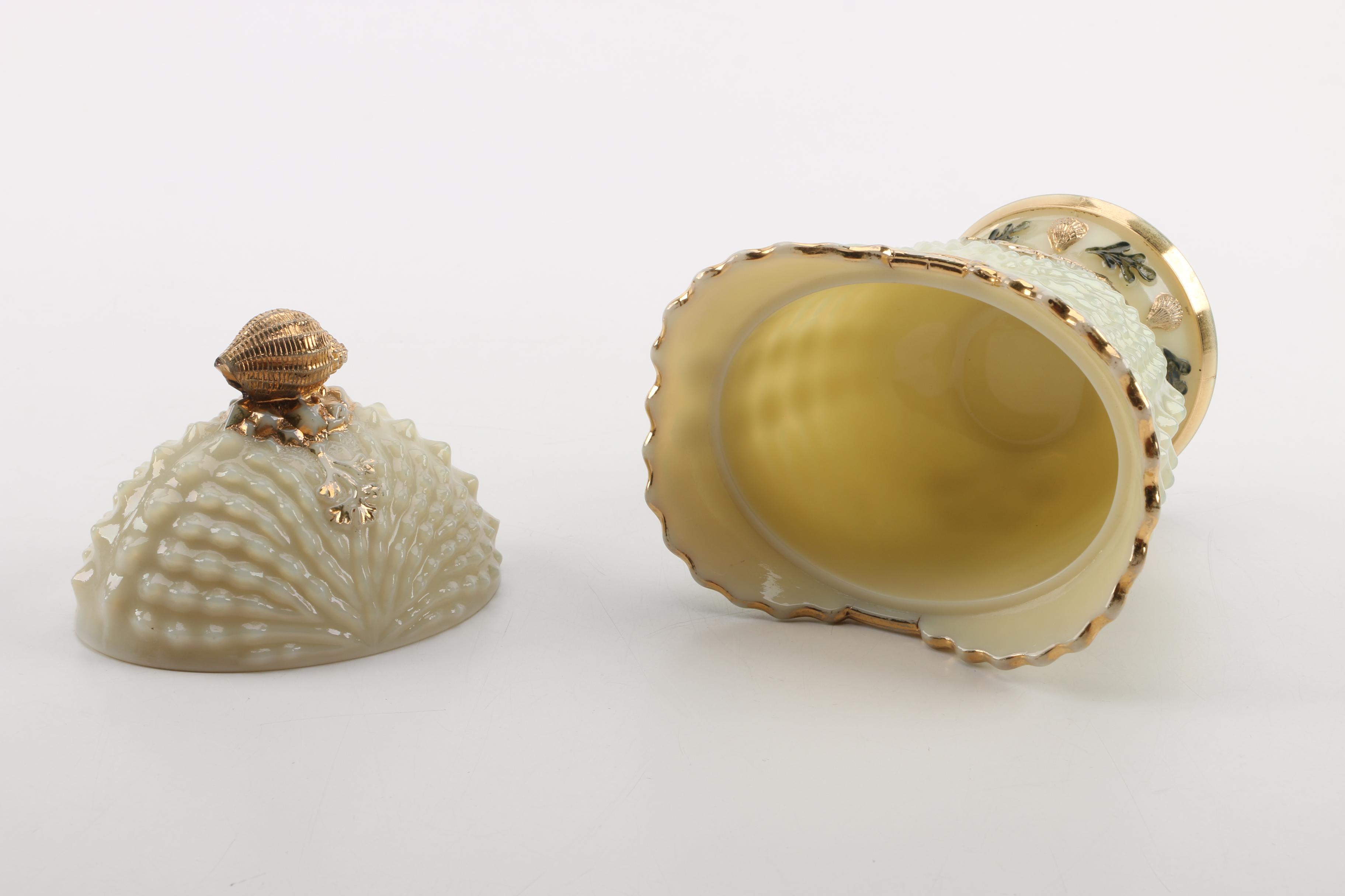 Vintage Northwood "Argonaut Shell" Custard Glass Serveware