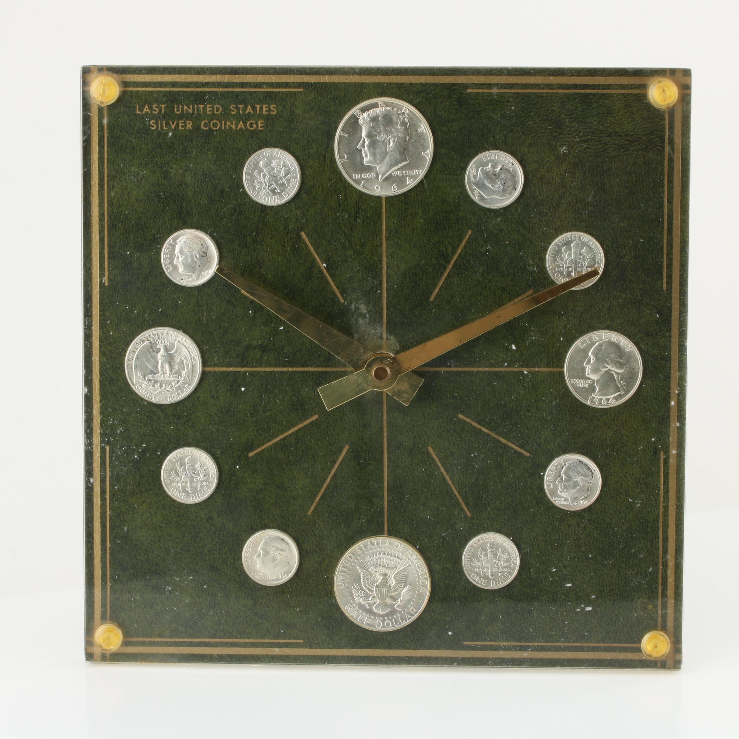 1964 Last U.S. Silver Coinage Numismatic Clock by Marion Kay