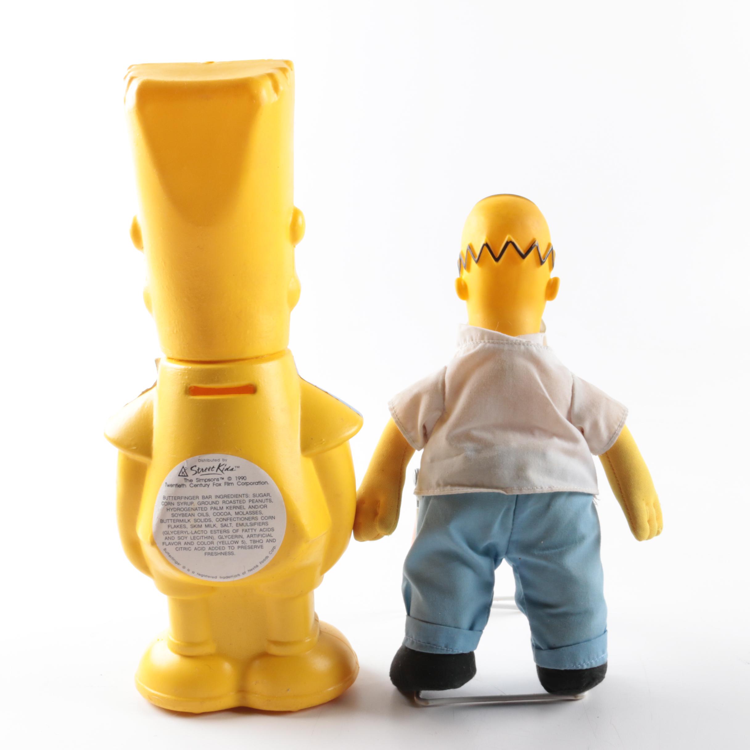 1990 Simpsons "Homer" Plush Doll and Street Kids "Bart Bank"