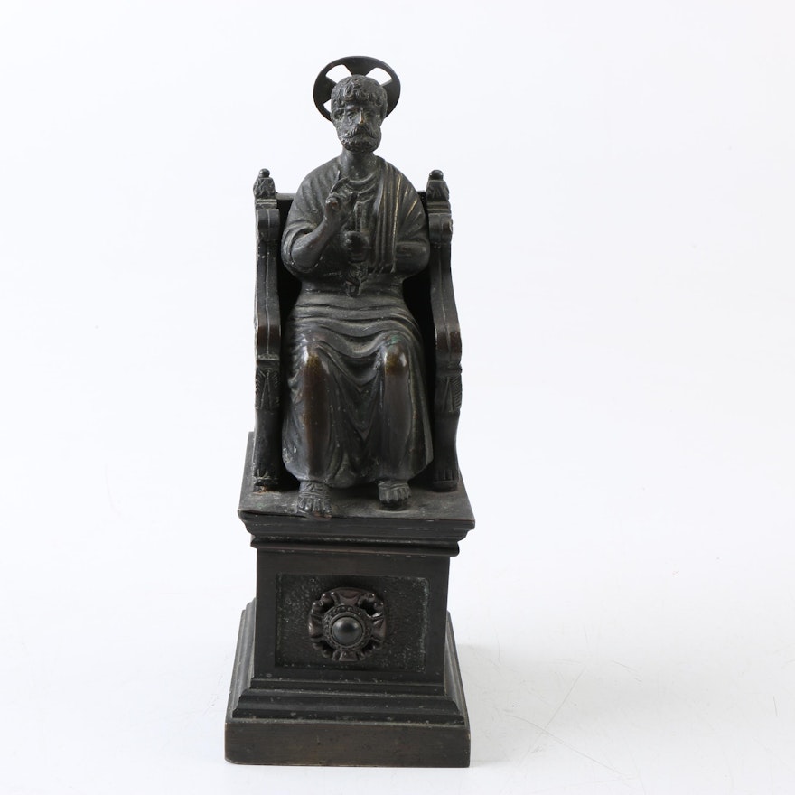 Brass Reproduction Sculpture of Saint Peter