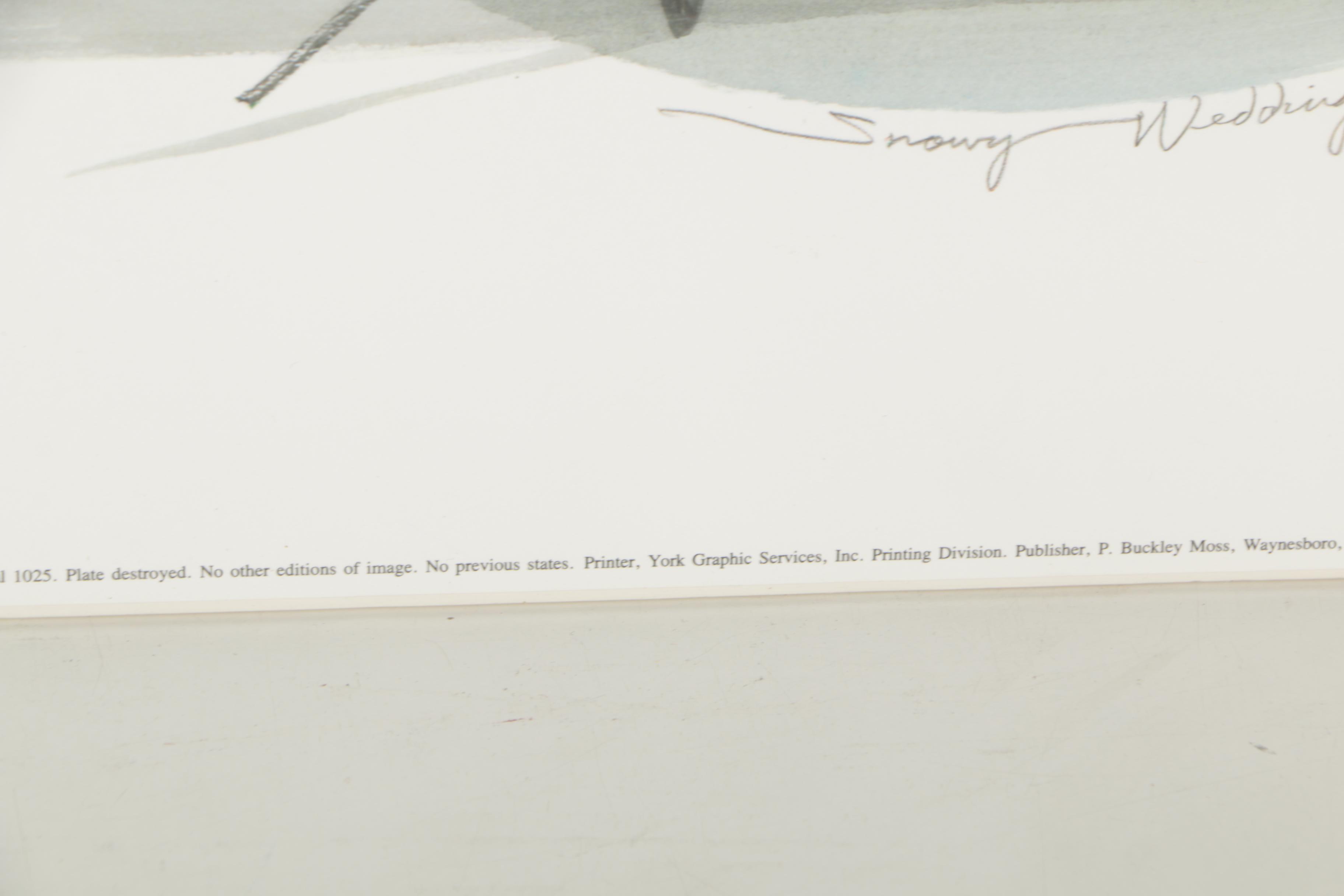 P. Buckley Moss Limited Edition Offset Lithograph "Snowy Wedding"