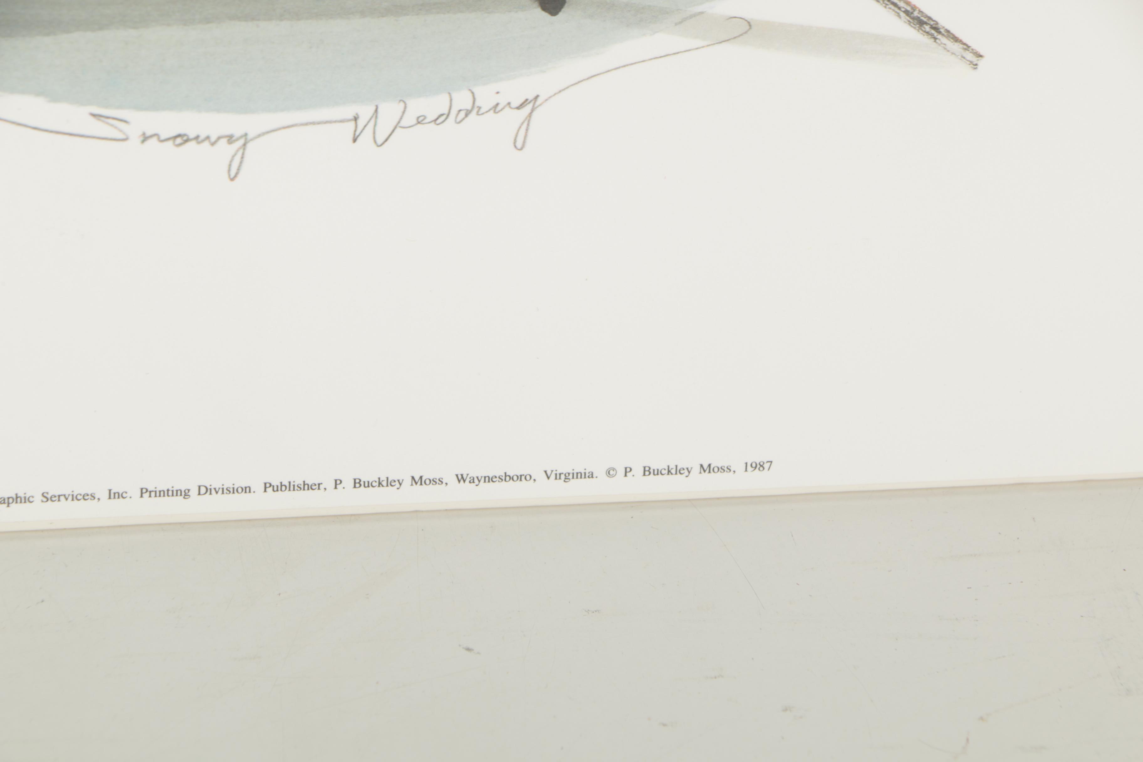 P. Buckley Moss Limited Edition Offset Lithograph "Snowy Wedding"