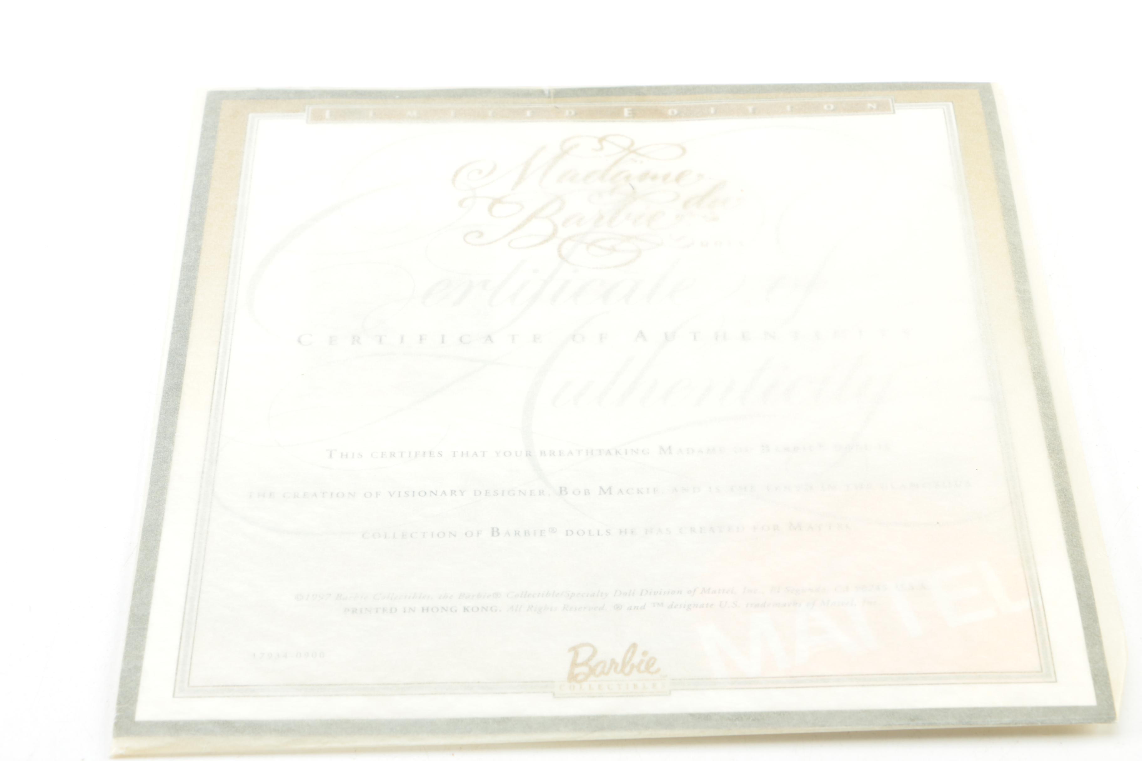 Mattel "Madame du Barbie" Doll with "Pink Splendor Barbie" by Bob Mackie