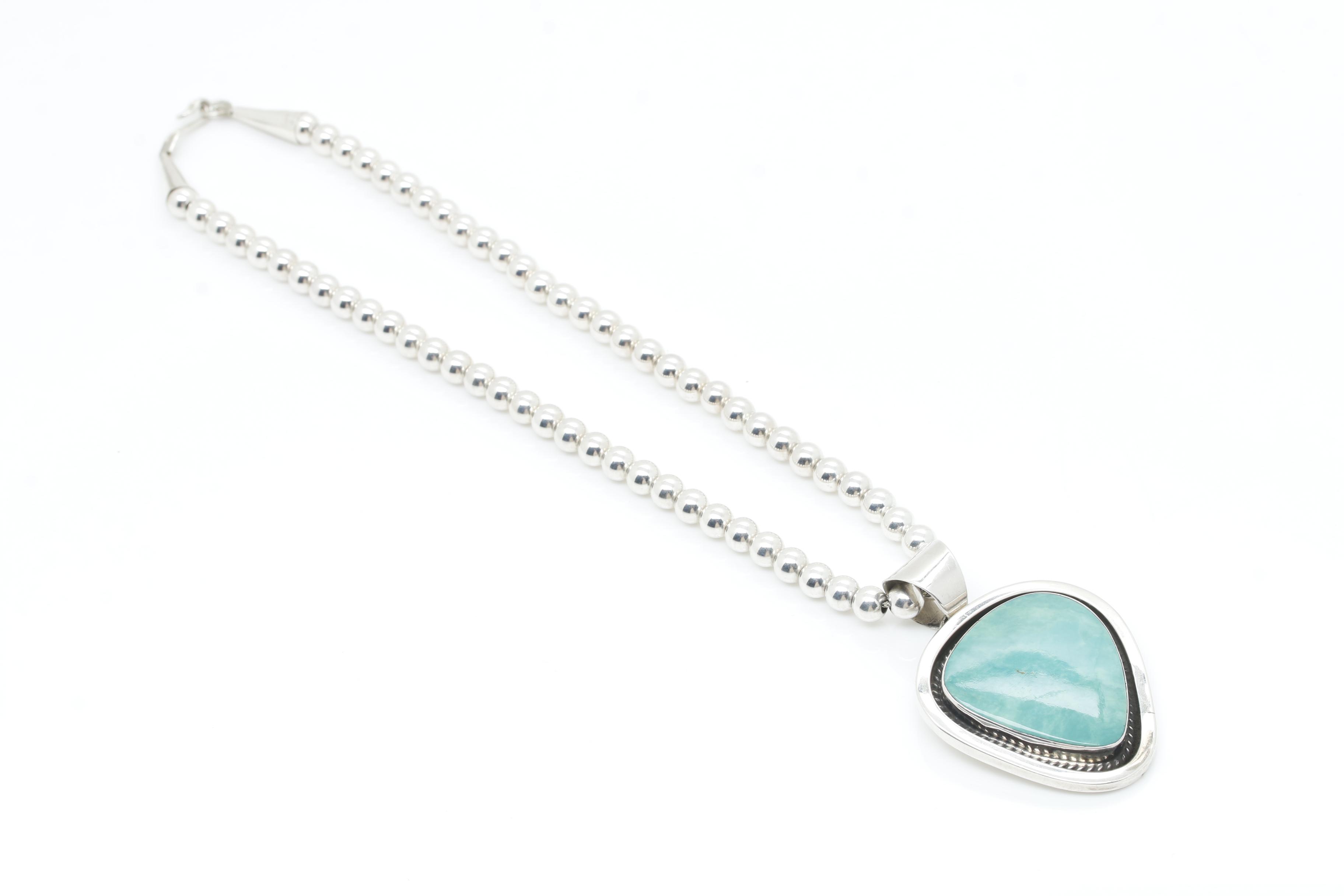 Chimney Butte & Sylvia Nuguematz Sterling Silver Turquoise Pendant Necklace