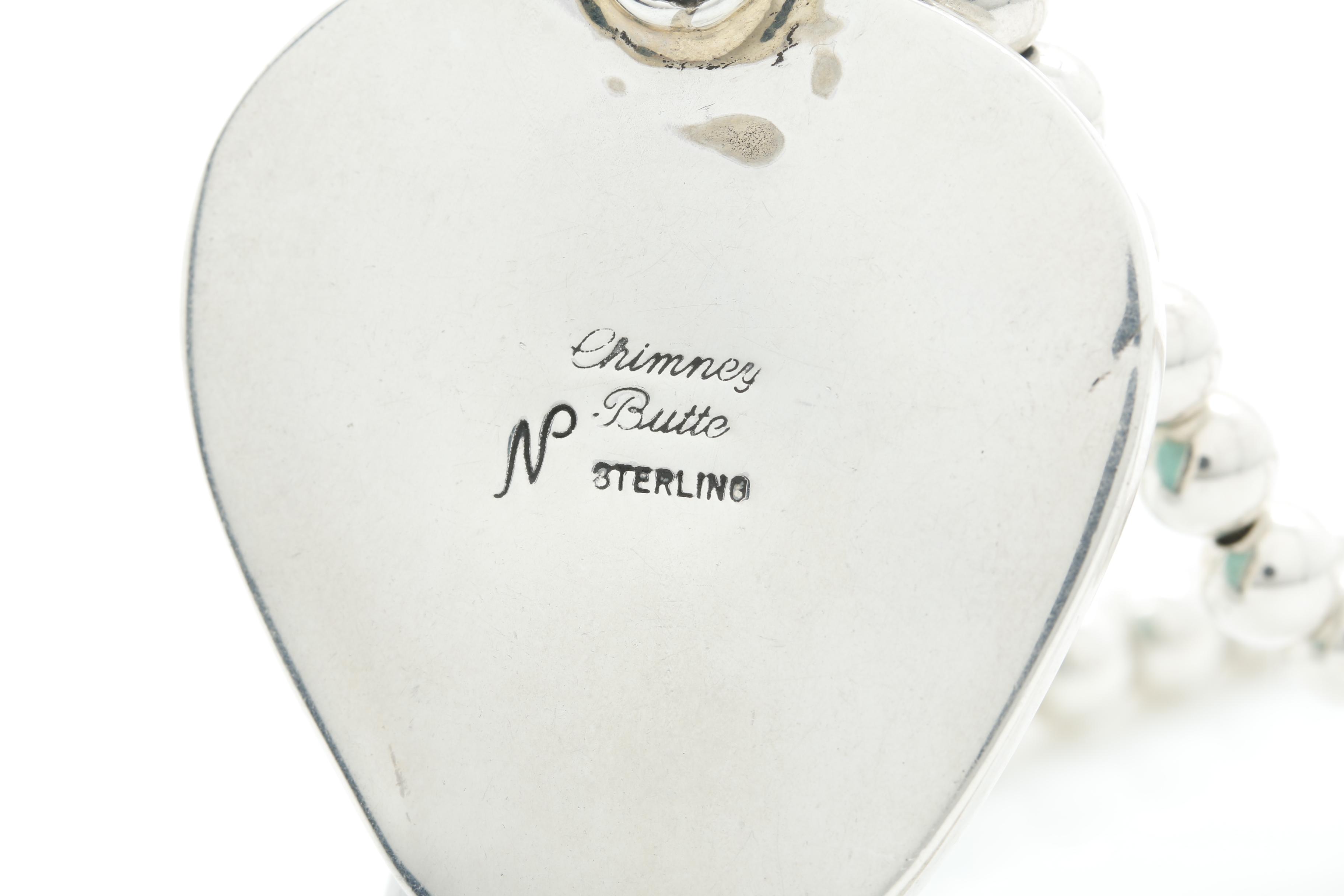 Chimney Butte & Sylvia Nuguematz Sterling Silver Turquoise Pendant Necklace