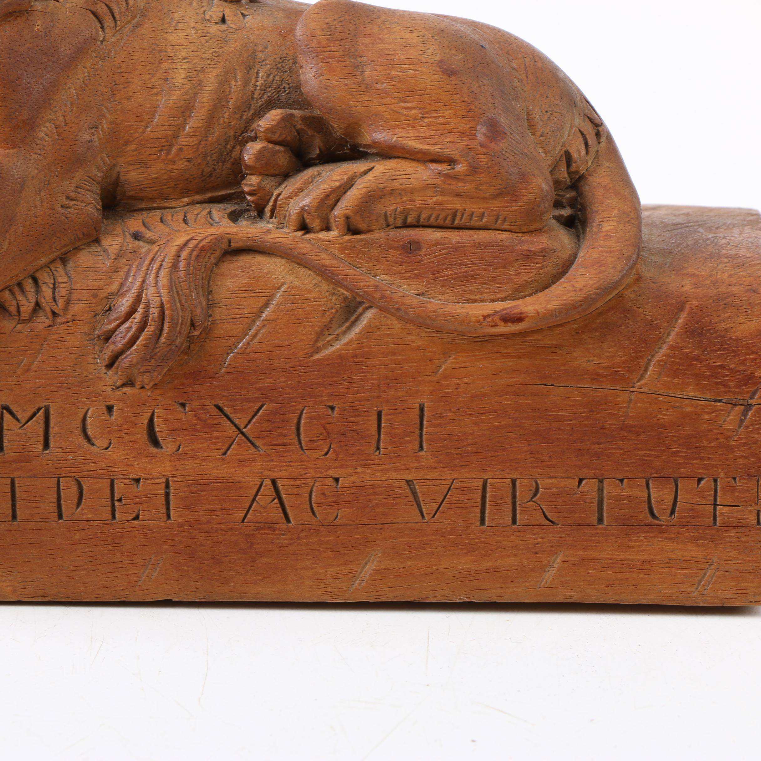 Carved Wood "Lion of Lucerne" Figurine