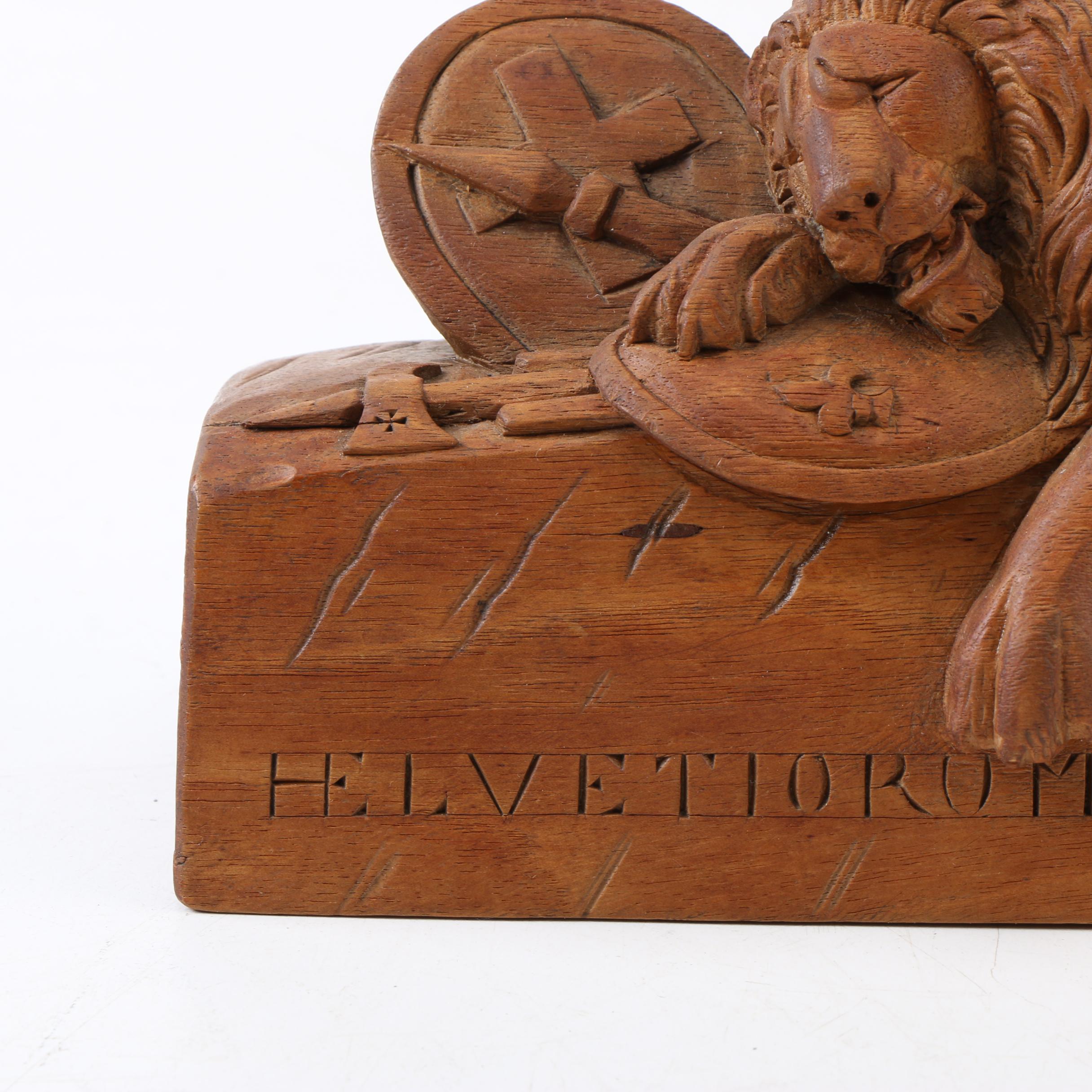 Carved Wood "Lion of Lucerne" Figurine