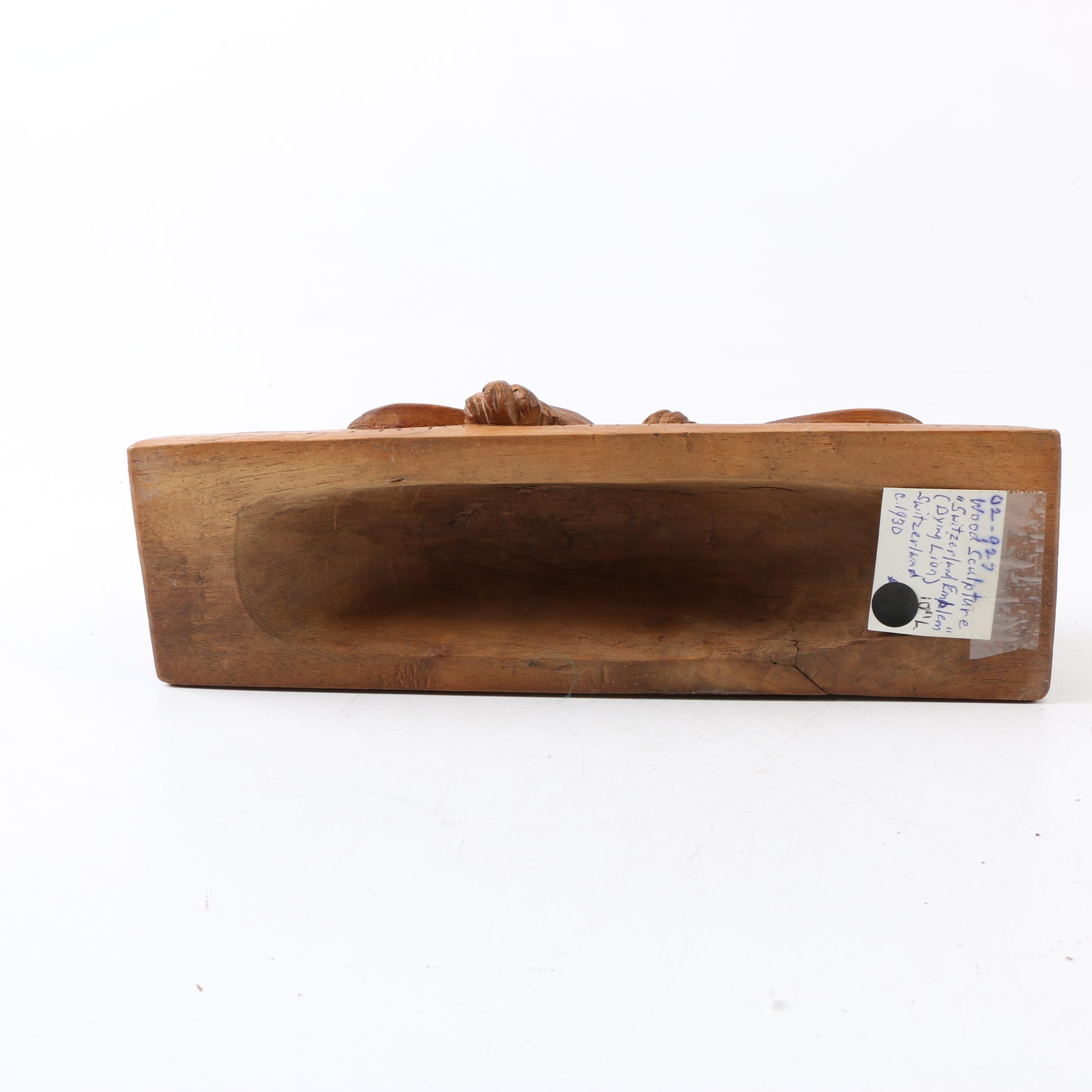 Carved Wood "Lion of Lucerne" Figurine