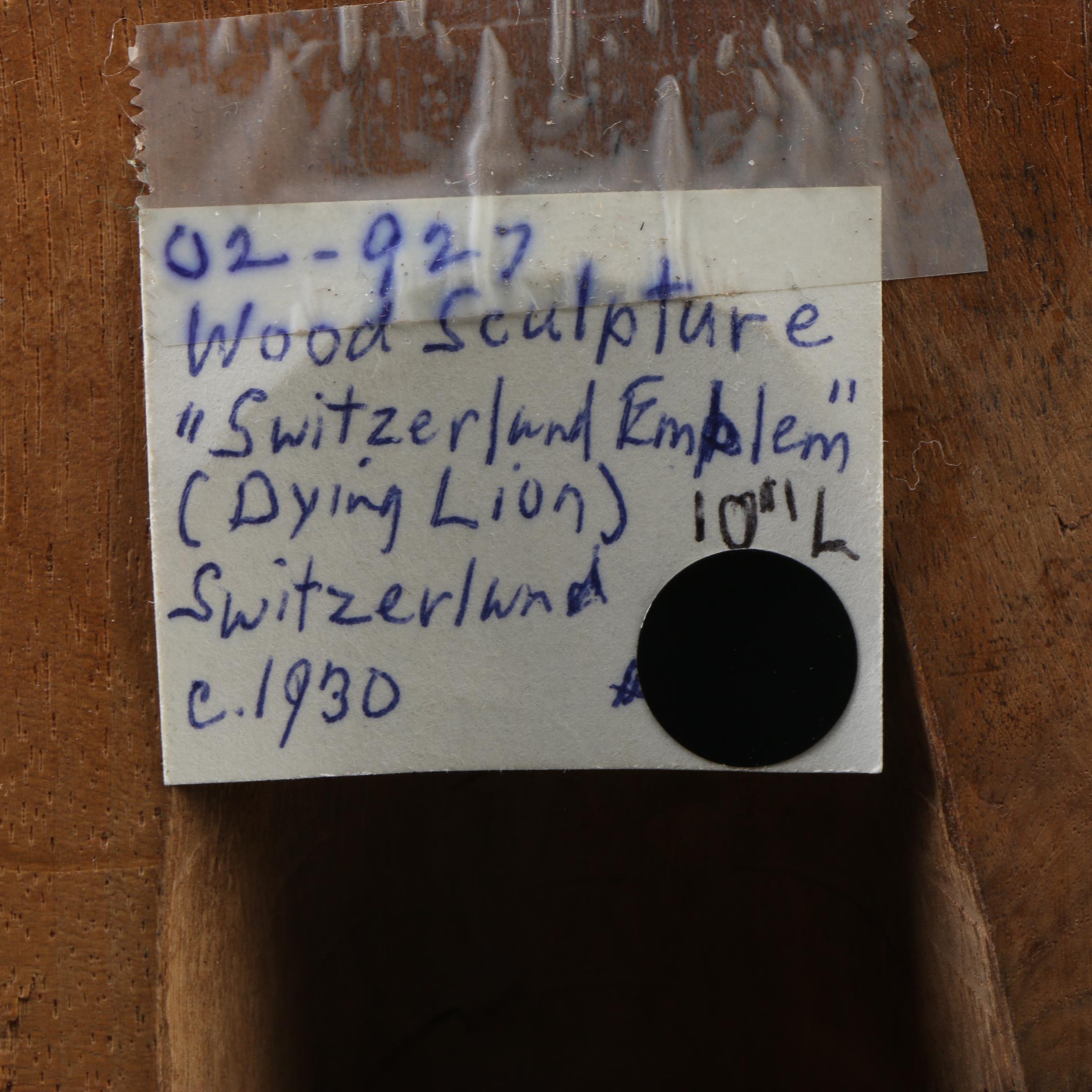 Carved Wood "Lion of Lucerne" Figurine